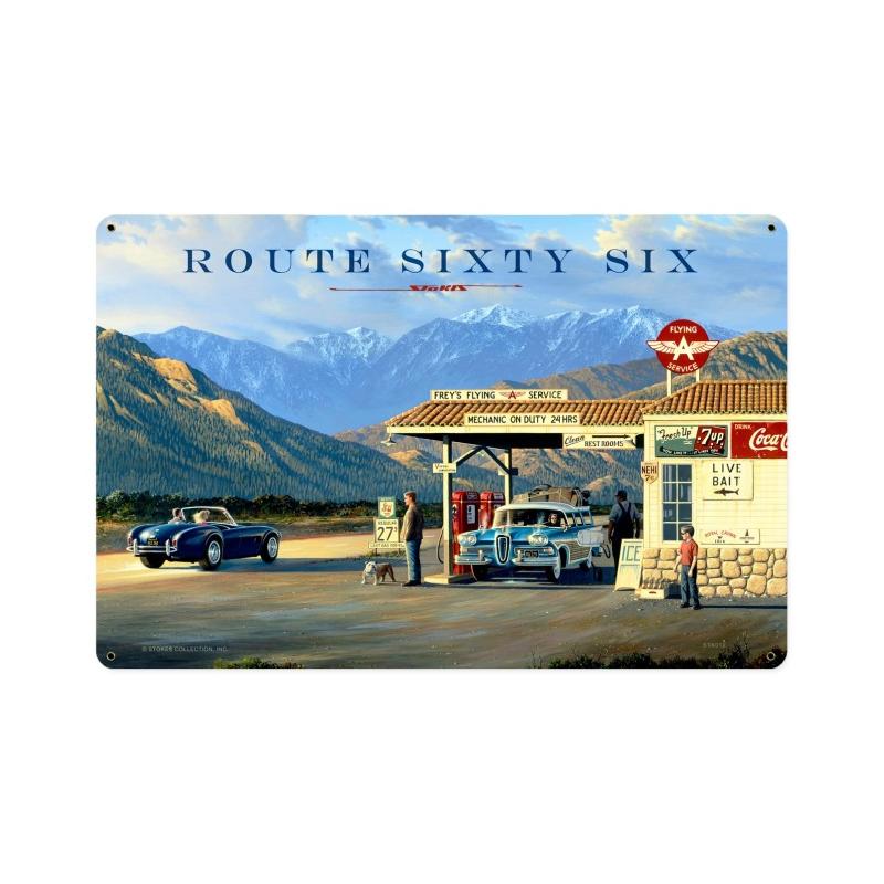 Route 66, Automotive, Vintage Metal Sign, 18 X 12 Inches