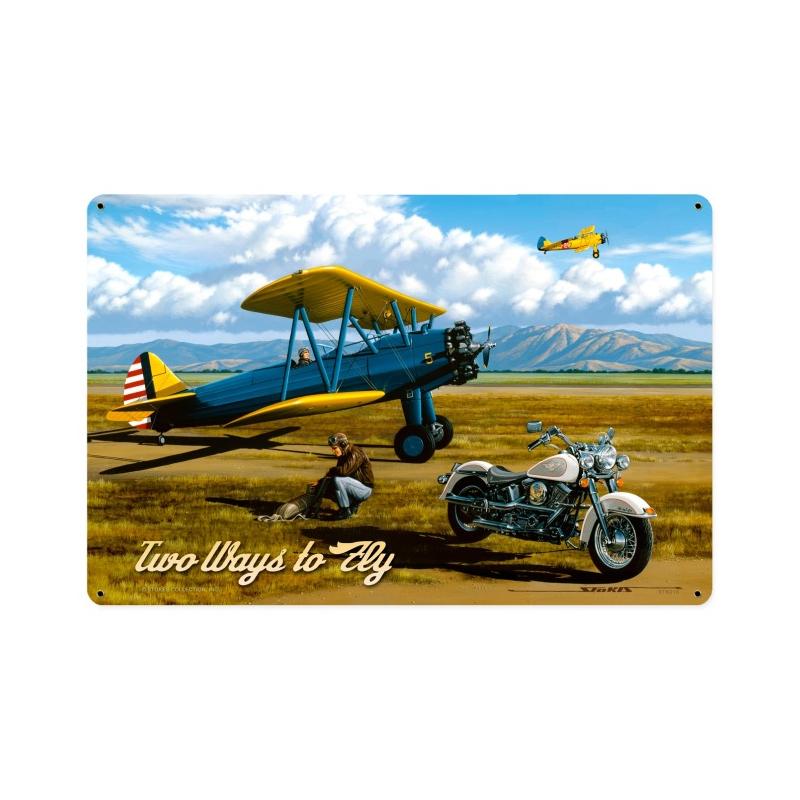 Two Ways to Fly, Aviation, Vintage Metal Sign, 18 X 12 Inches