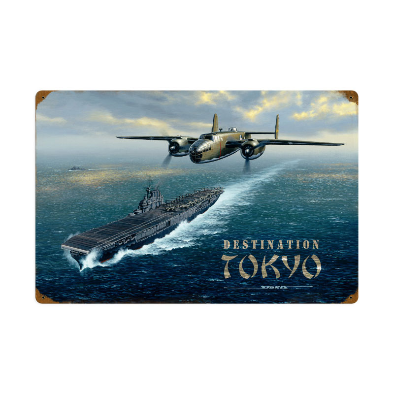 Destination Tokyo, Aviation, Vintage Metal Sign, 24 X 16 Inches