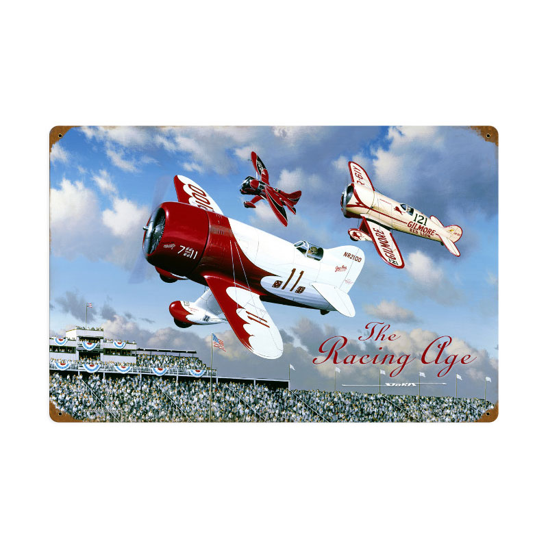 The Racing Age, Aviation, Vintage Metal Sign, 24 X 16 Inches