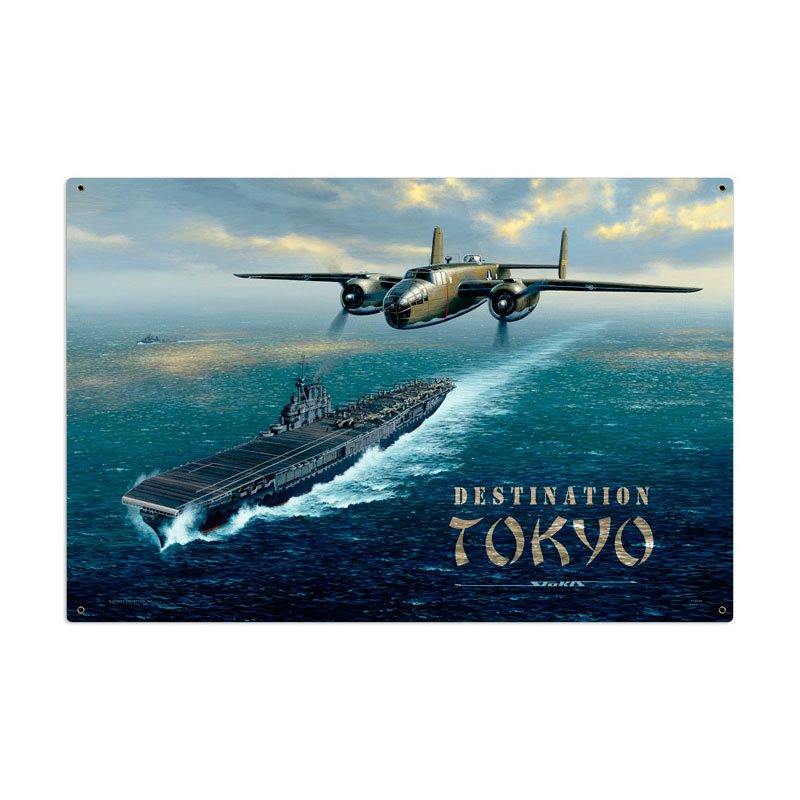 Destination Tokyo, Aviation, Metal Sign, 36 X 24 Inches