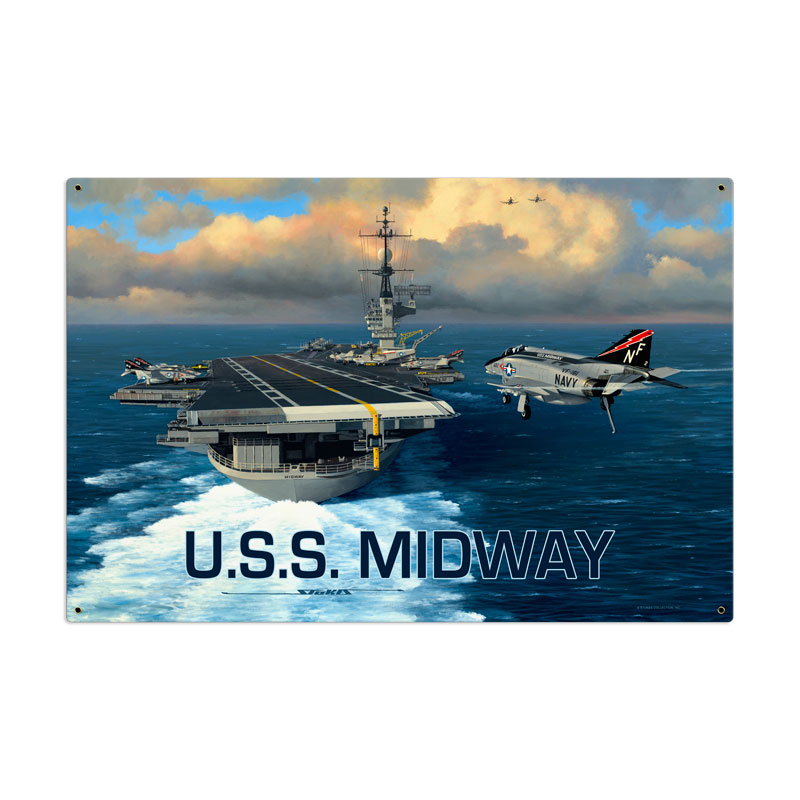 USS Midway, Allied Military, Metal Sign, 36 X 24 Inches