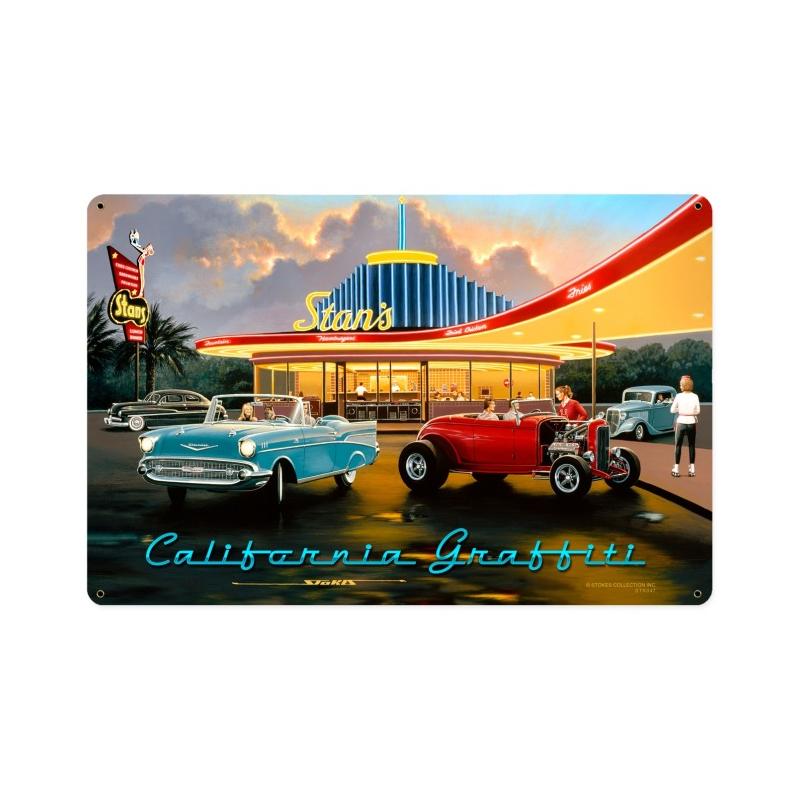 California Graffiti, Automotive, Vintage Metal Sign, 18 X 12 Inches