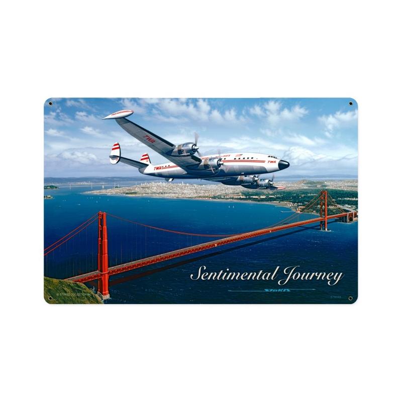 Sentimental Journey, Aviation, Vintage Metal Sign, 18 X 12 Inches