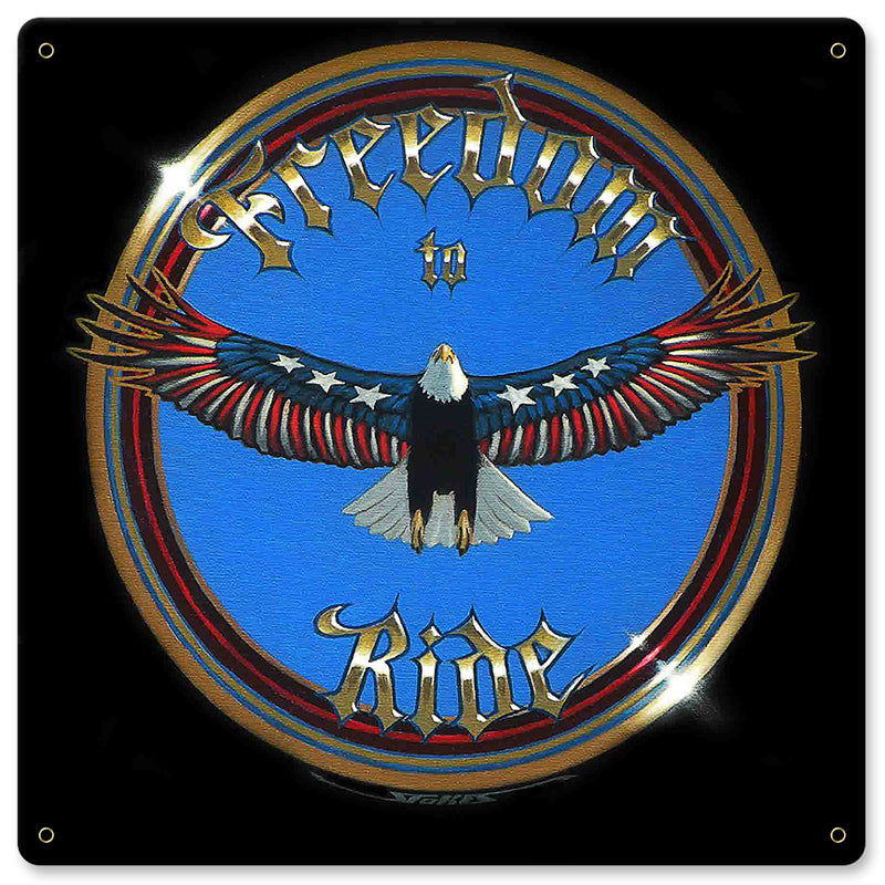 FREEDOM TO RIDE, Featured Artists/Stan Stokes, Satin Metal Sign, 12 X 12 Inches