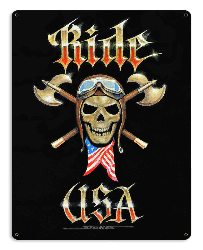 RIDE USA, Featured Artists/Stan Stokes, Satin Metal Sign, 15 X 1 Inches