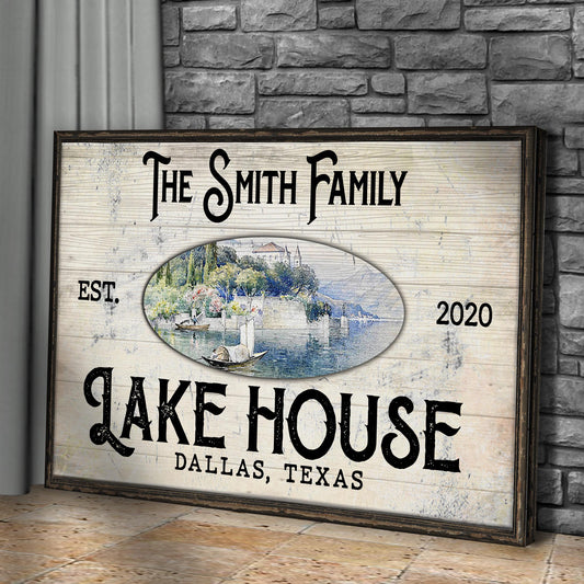 Family Lake House View Sign