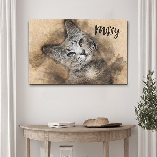 Cat Portrait Pencil Drawing Sign