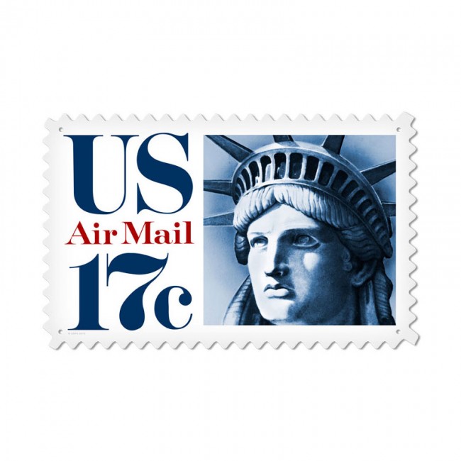 Air Mail Liberty, Aviation, Custom Metal Shape, 24 X 15 Inches
