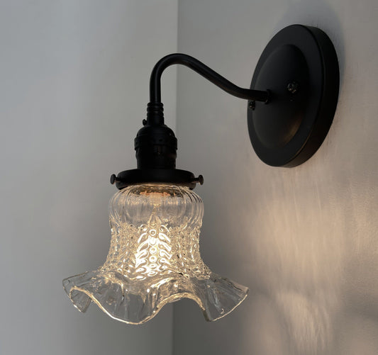 Sweet Ruffle Antique 1950's Glass Wall Sconce Light Fixture
