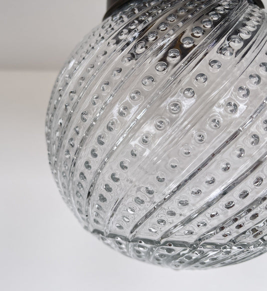 Antique Hobnail Swirl Clear Glass Light 1960's