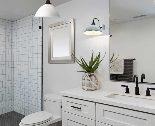 Large White Enamel Wall Sconce Light