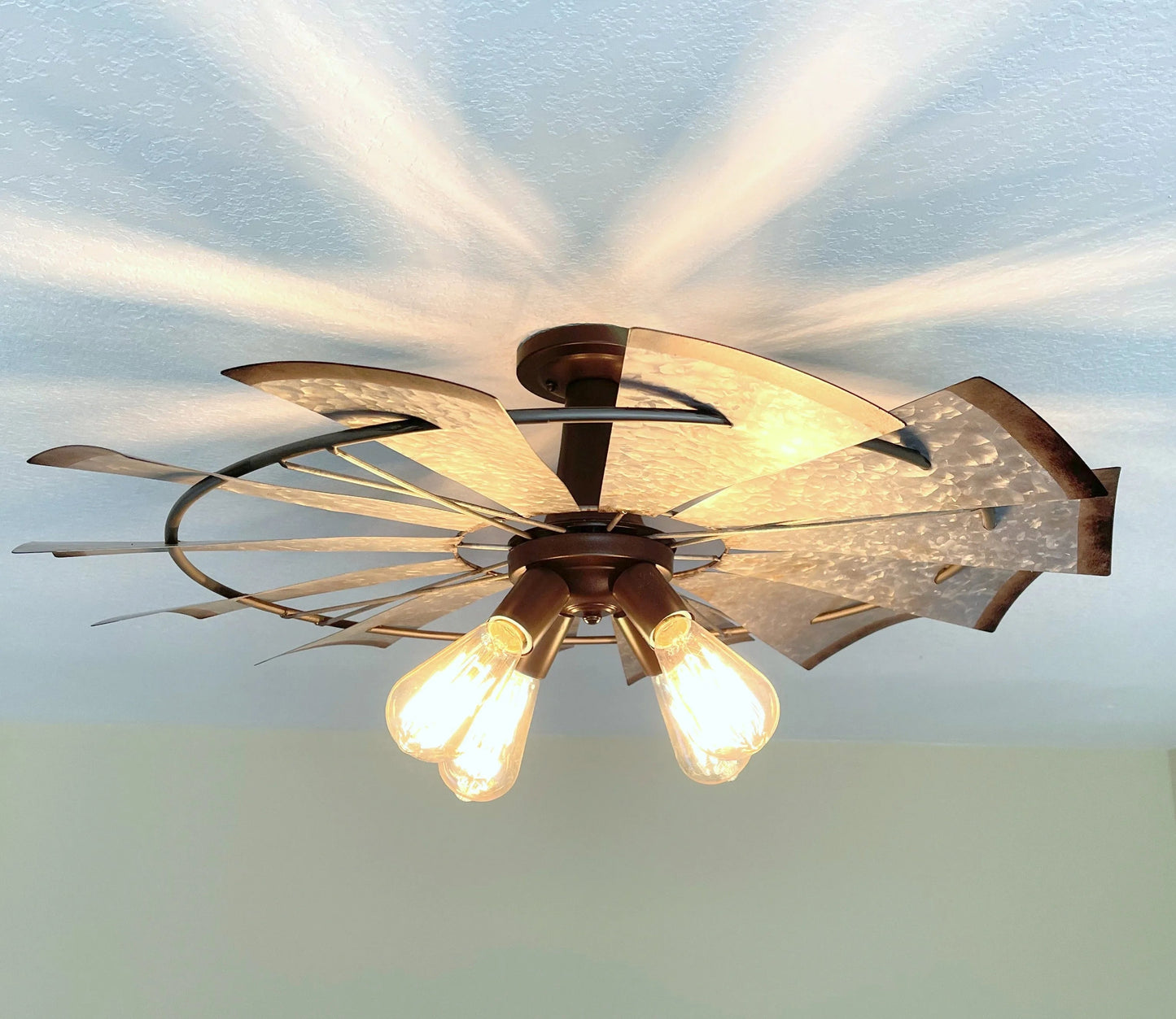 Farmhouse Windmill Light Fixture Flush Mount Ceiling Light 30"