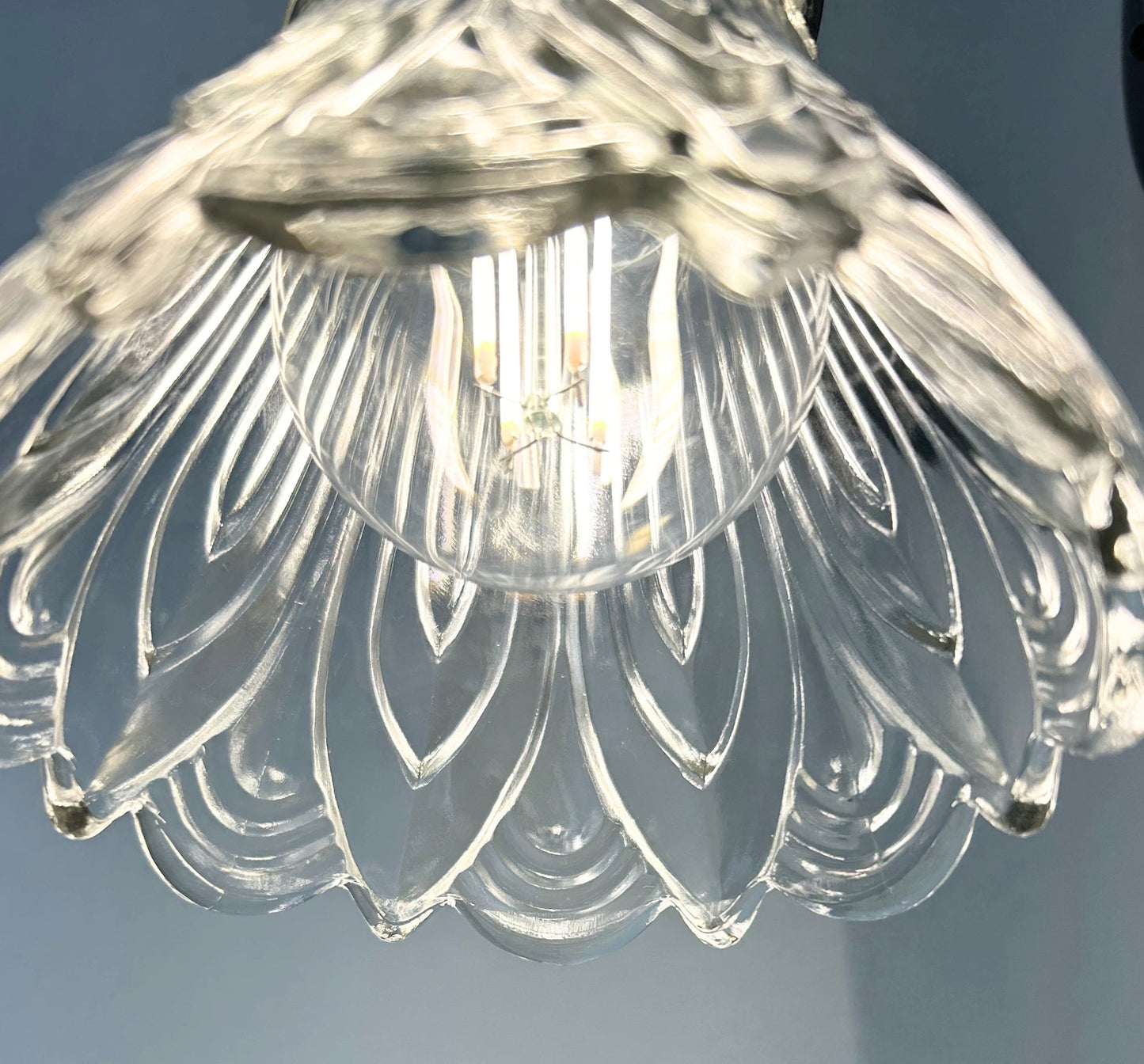 Clear Art-Deco Heavy Pressed Tulip Wall Sconce