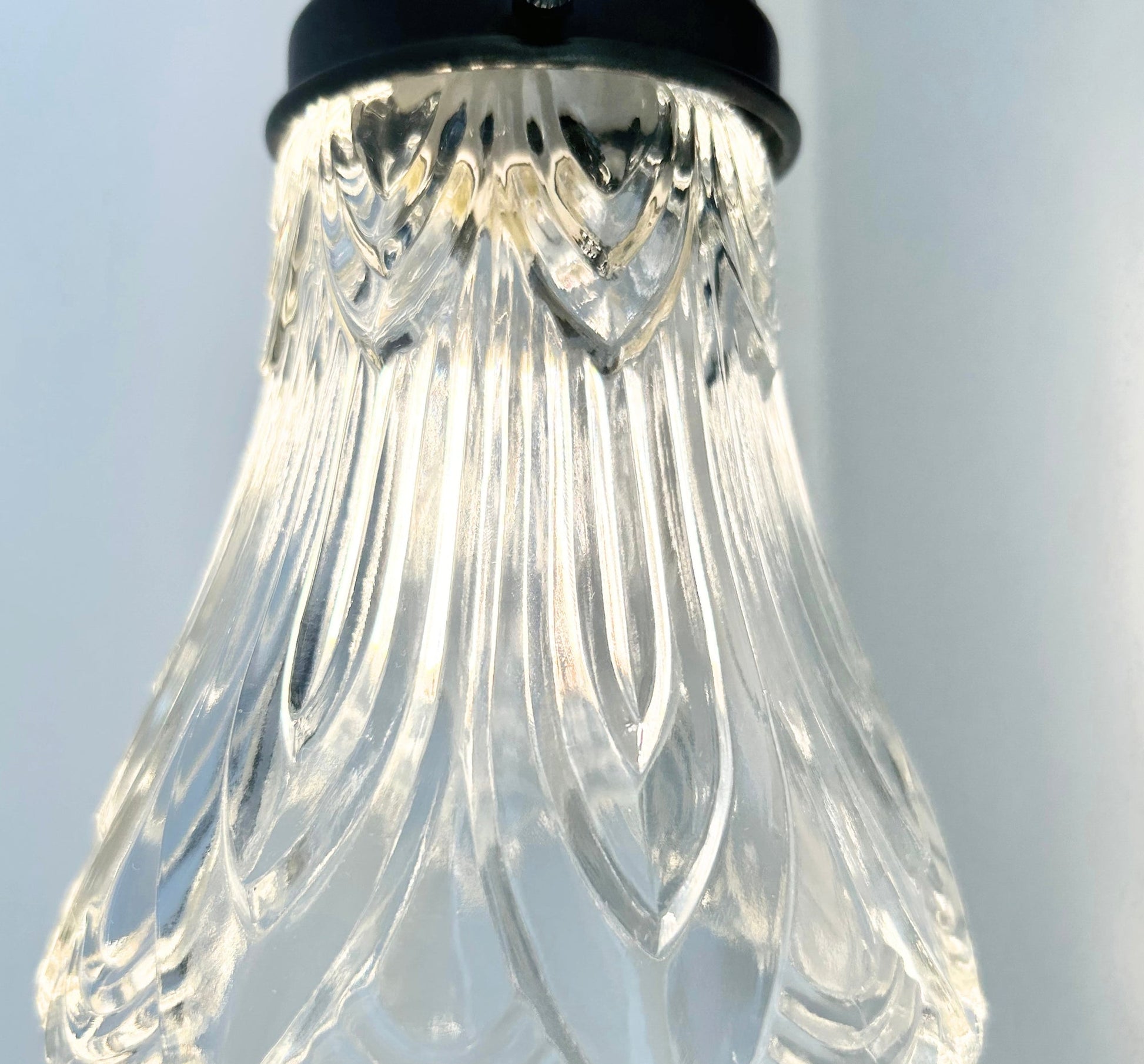 Clear Art-Deco Heavy Pressed Tulip Wall Sconce