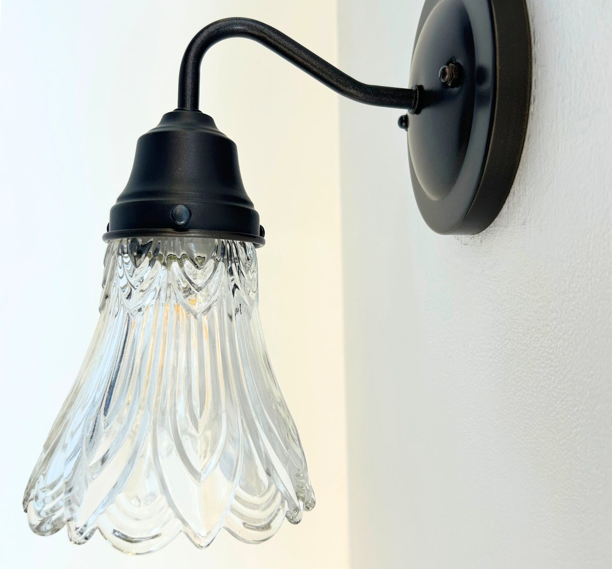 Clear Art-Deco Heavy Pressed Tulip Wall Sconce