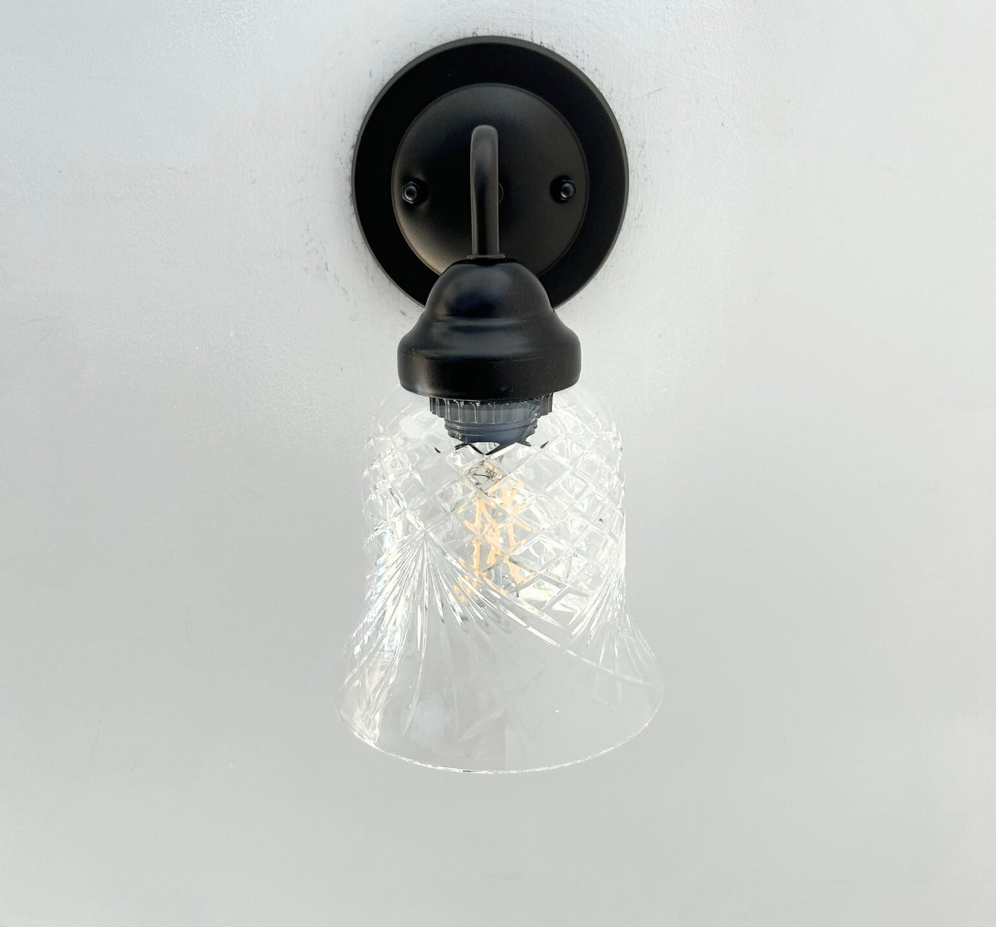 Clear Crosscut Crystal Style Wall Sconce