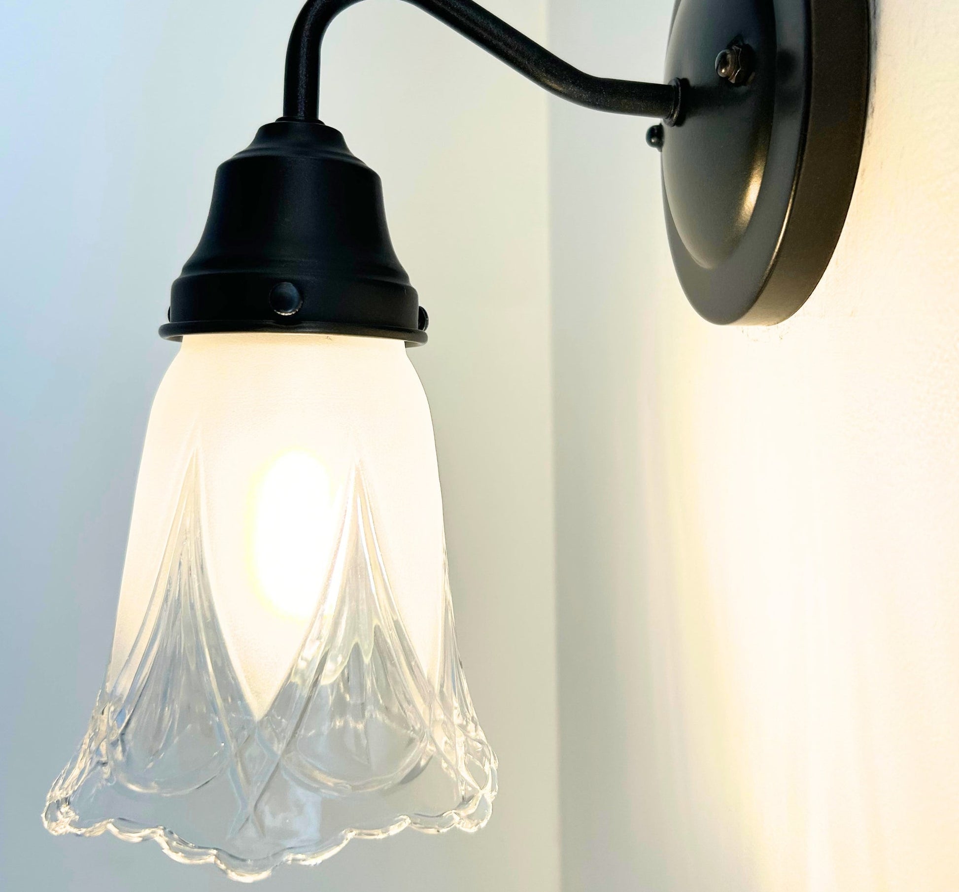 Victorian Scalloped Frost and Clear Wall Sconce