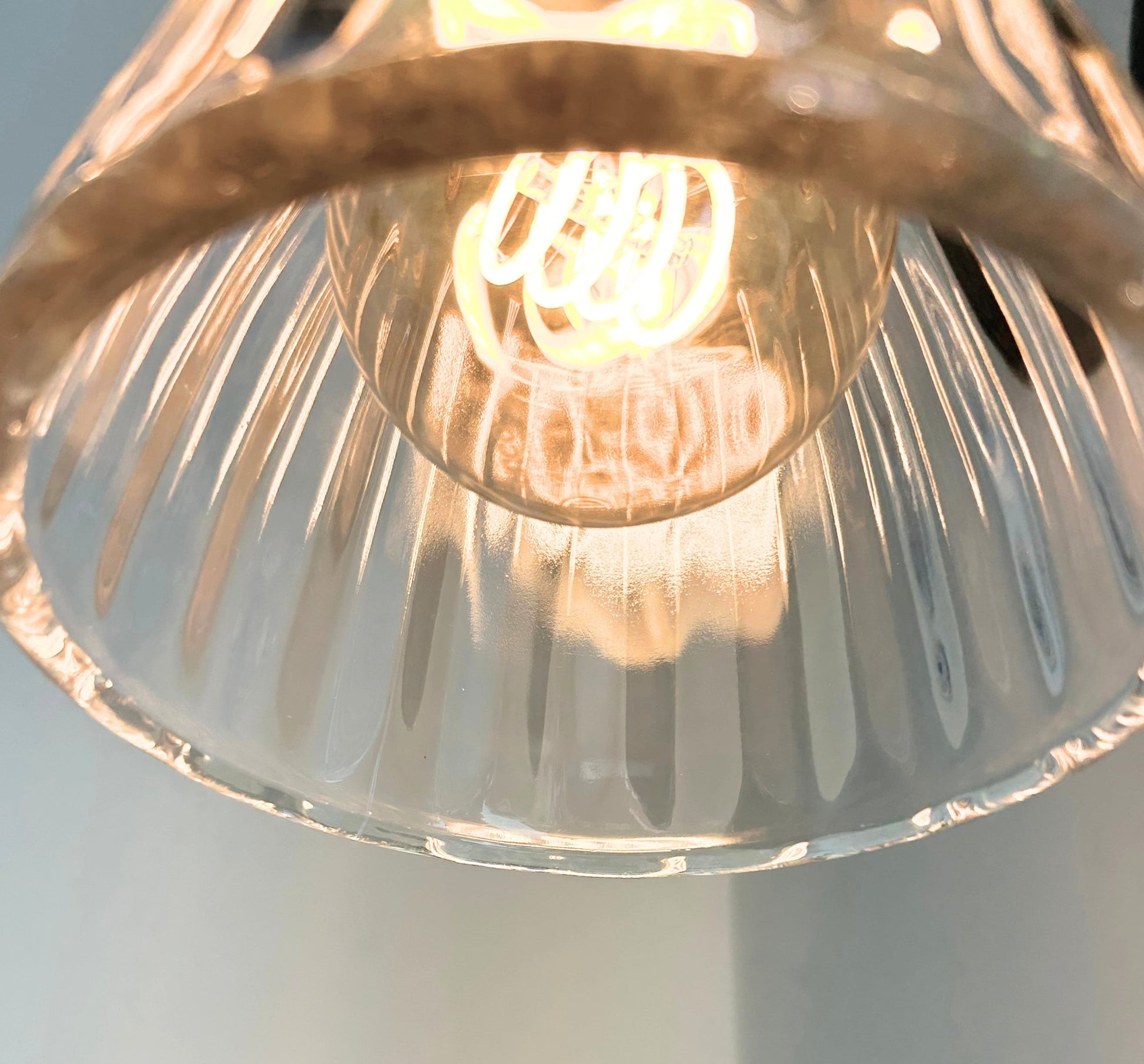 Thick Holophane Clear Glass Wall Sconce or Pendant Light