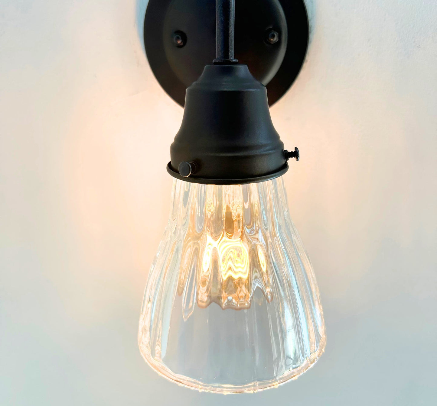 Thick Holophane Clear Glass Wall Sconce or Pendant Light