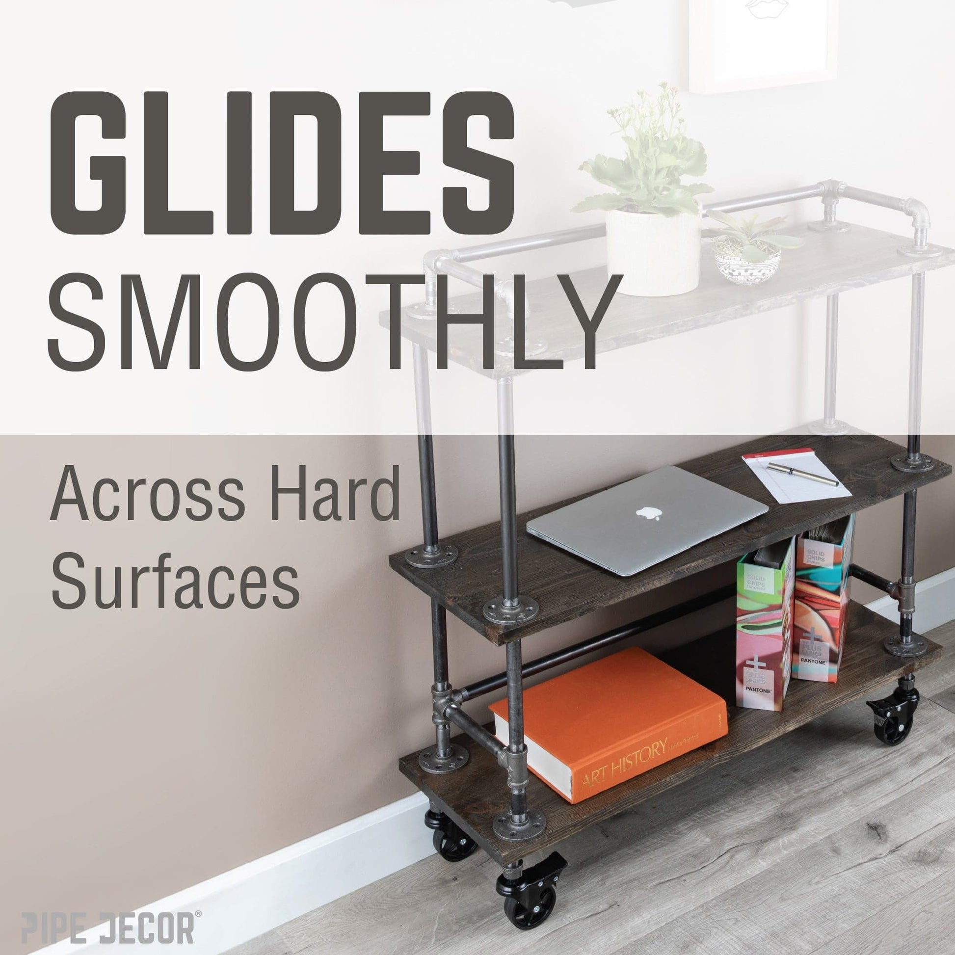 Swivel Caster Wheels for  ½” Pipe with Locking Mechanism (4-Pack)