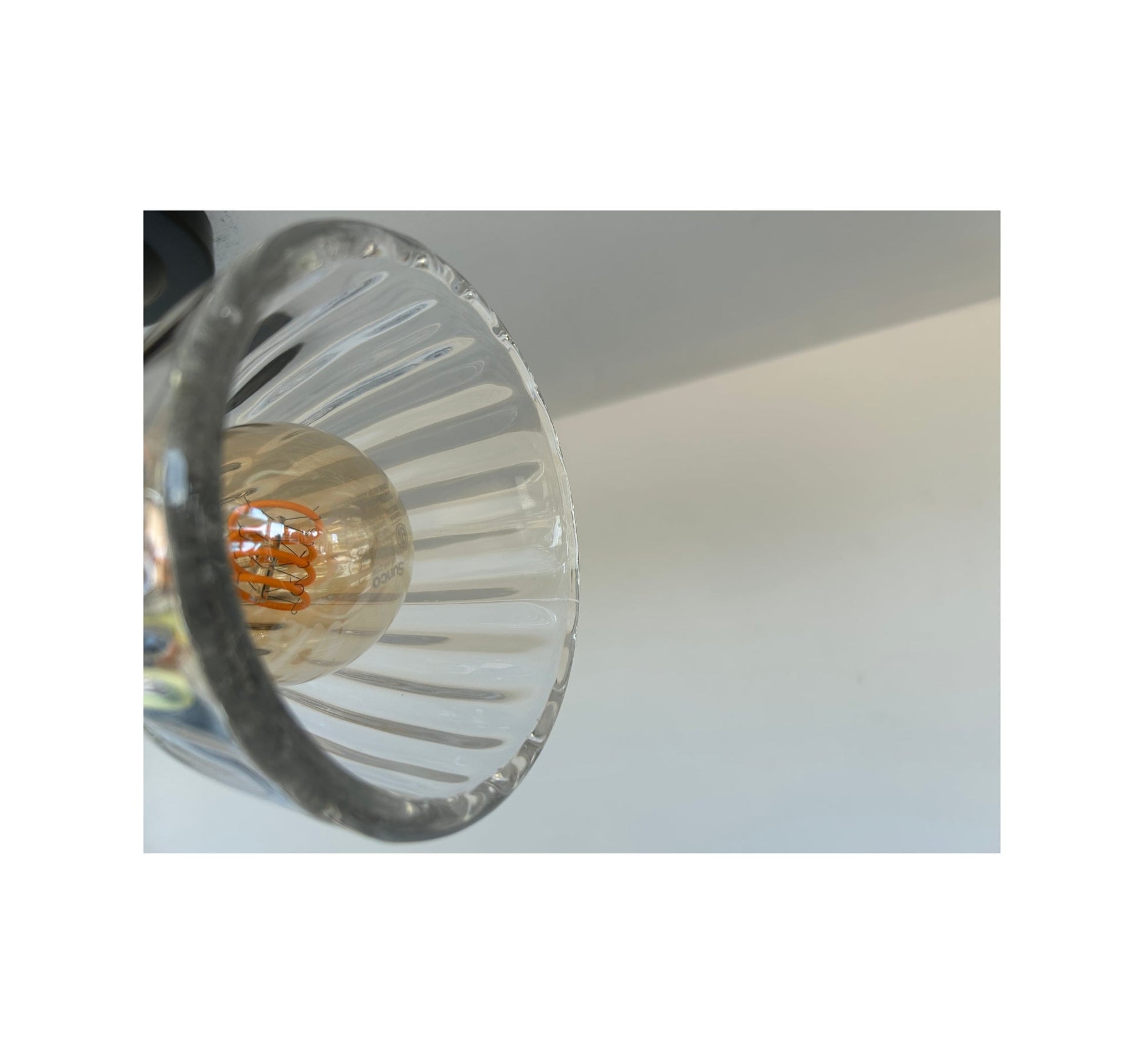 Thick Holophane Clear Glass Wall Sconce or Pendant Light
