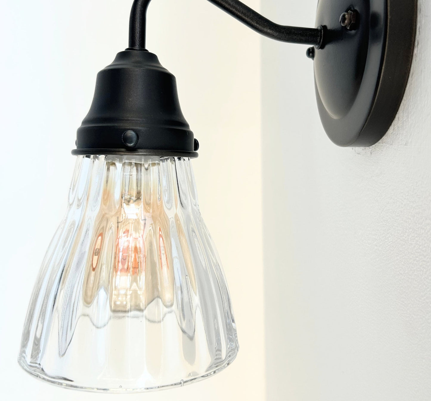 Thick Holophane Clear Glass Wall Sconce or Pendant Light