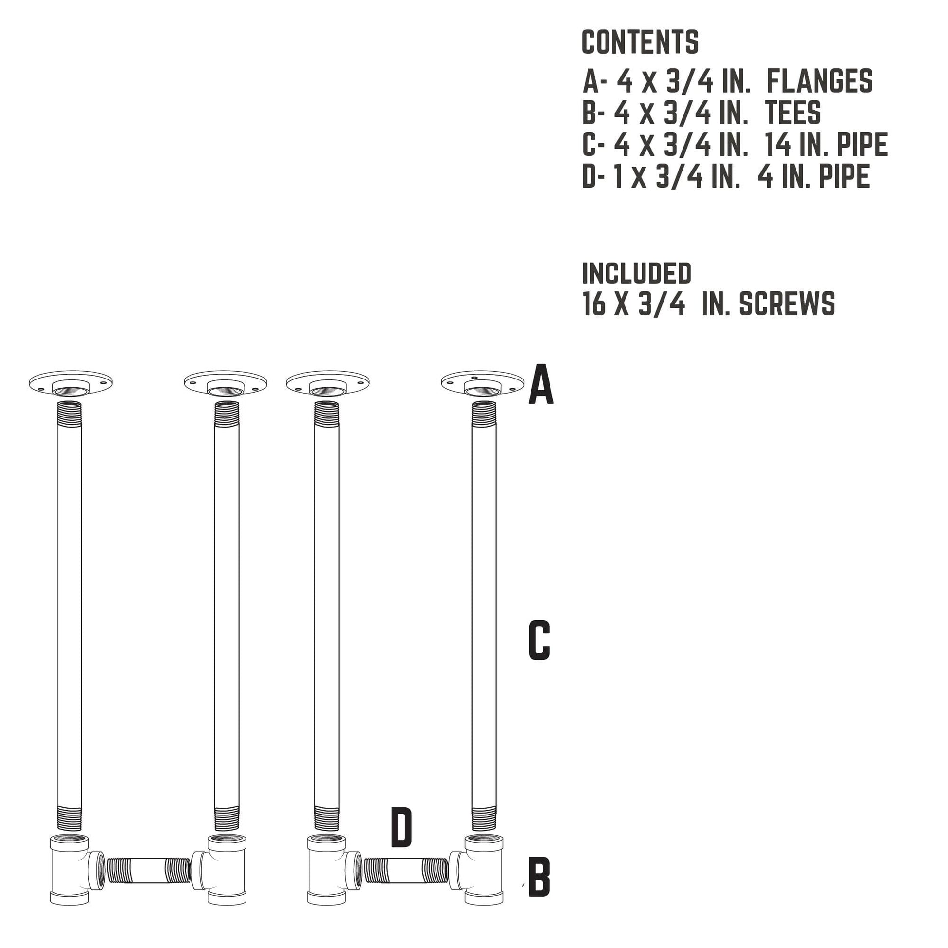 3/4 in. U Bench Leg Kit