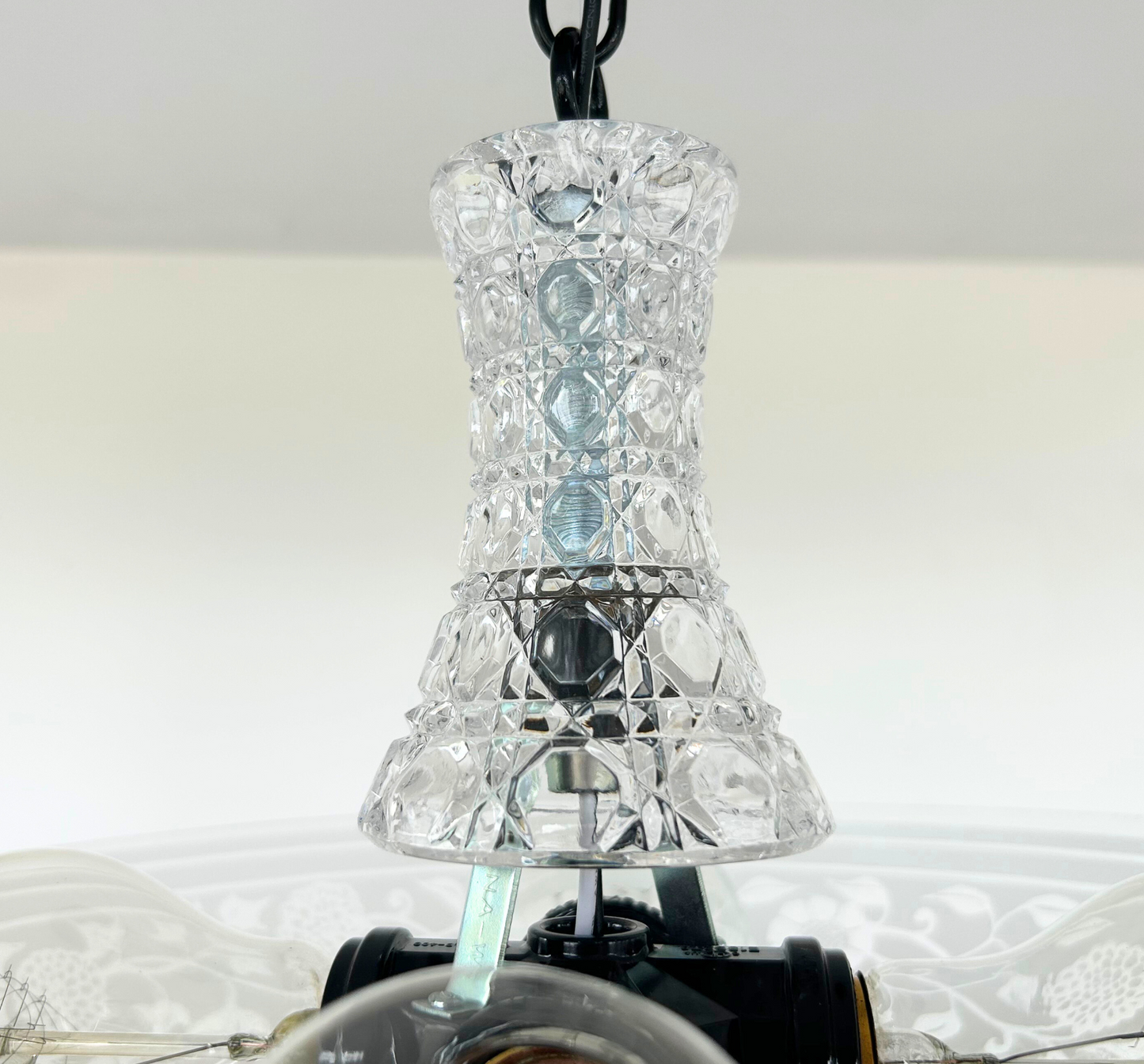 Floral Frost and Clear Vintage Antique Chandelier