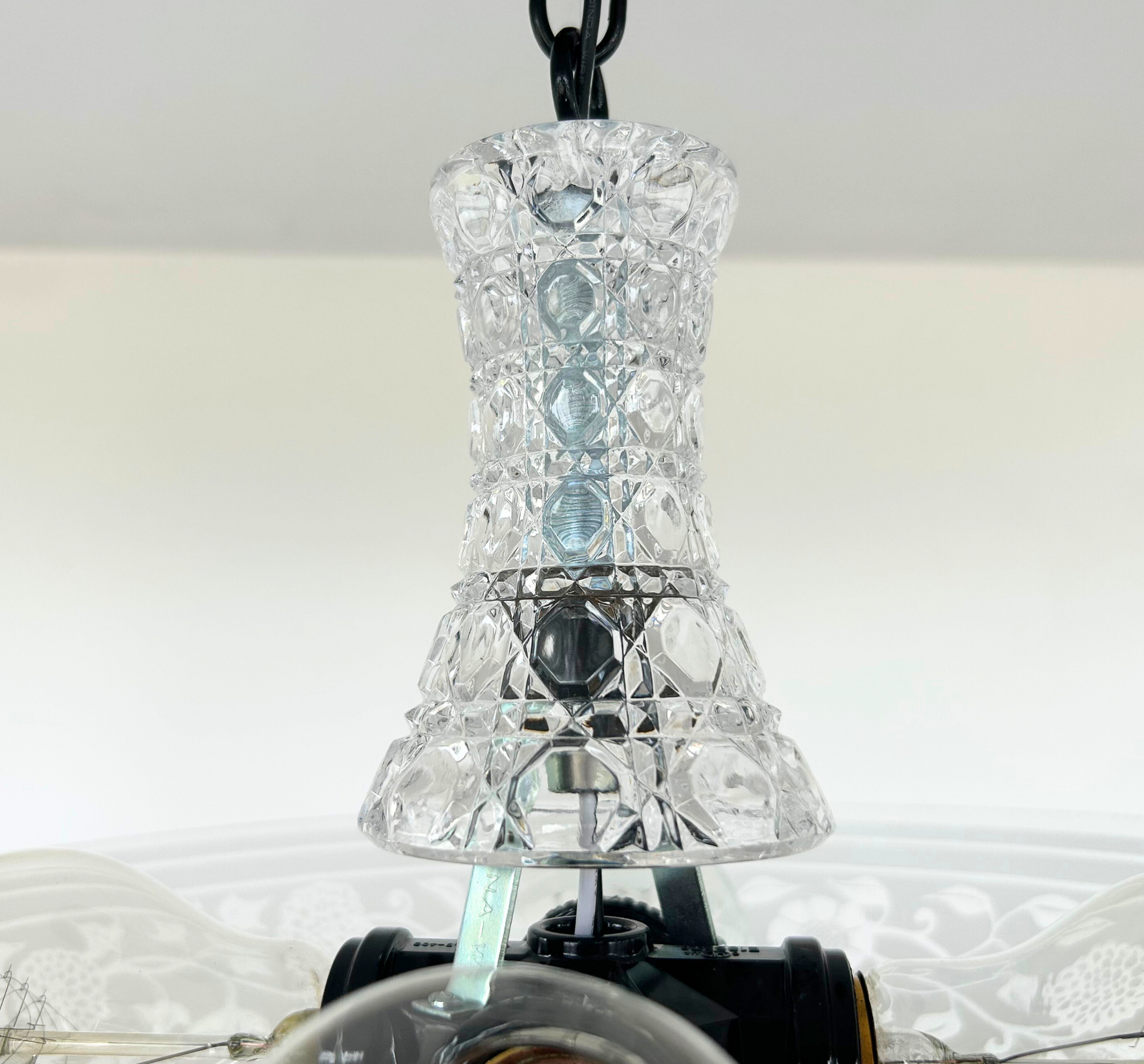 Floral Frost and Clear Vintage Antique Chandelier