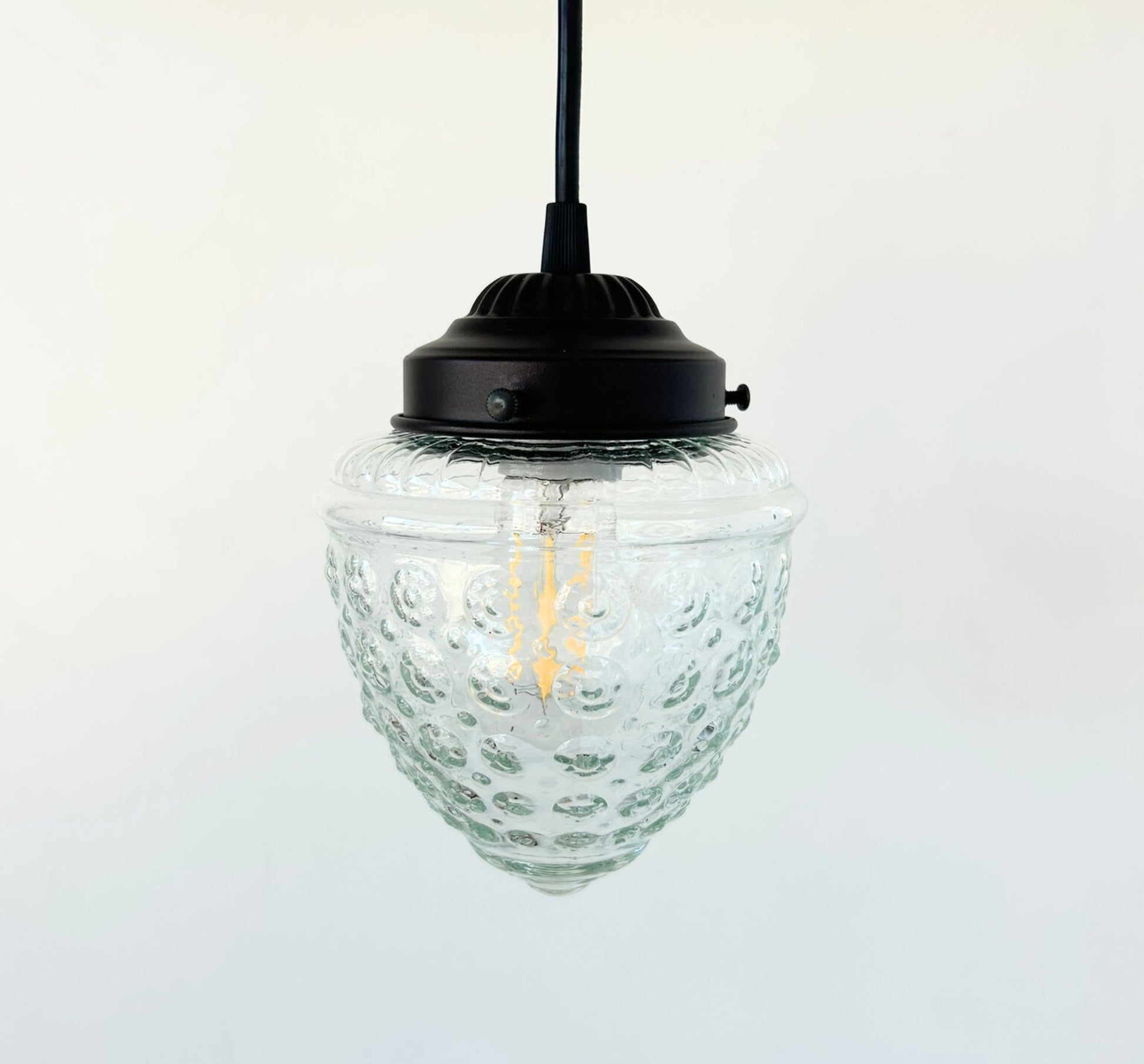 Vintage Clear Beehive Hobnail Glass Pendant