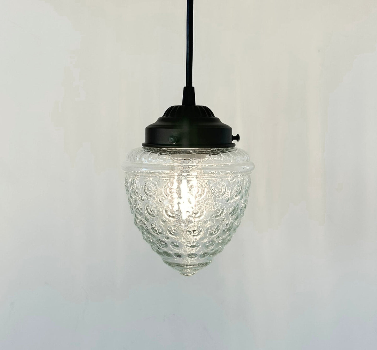 Vintage Clear Beehive Hobnail Glass Pendant