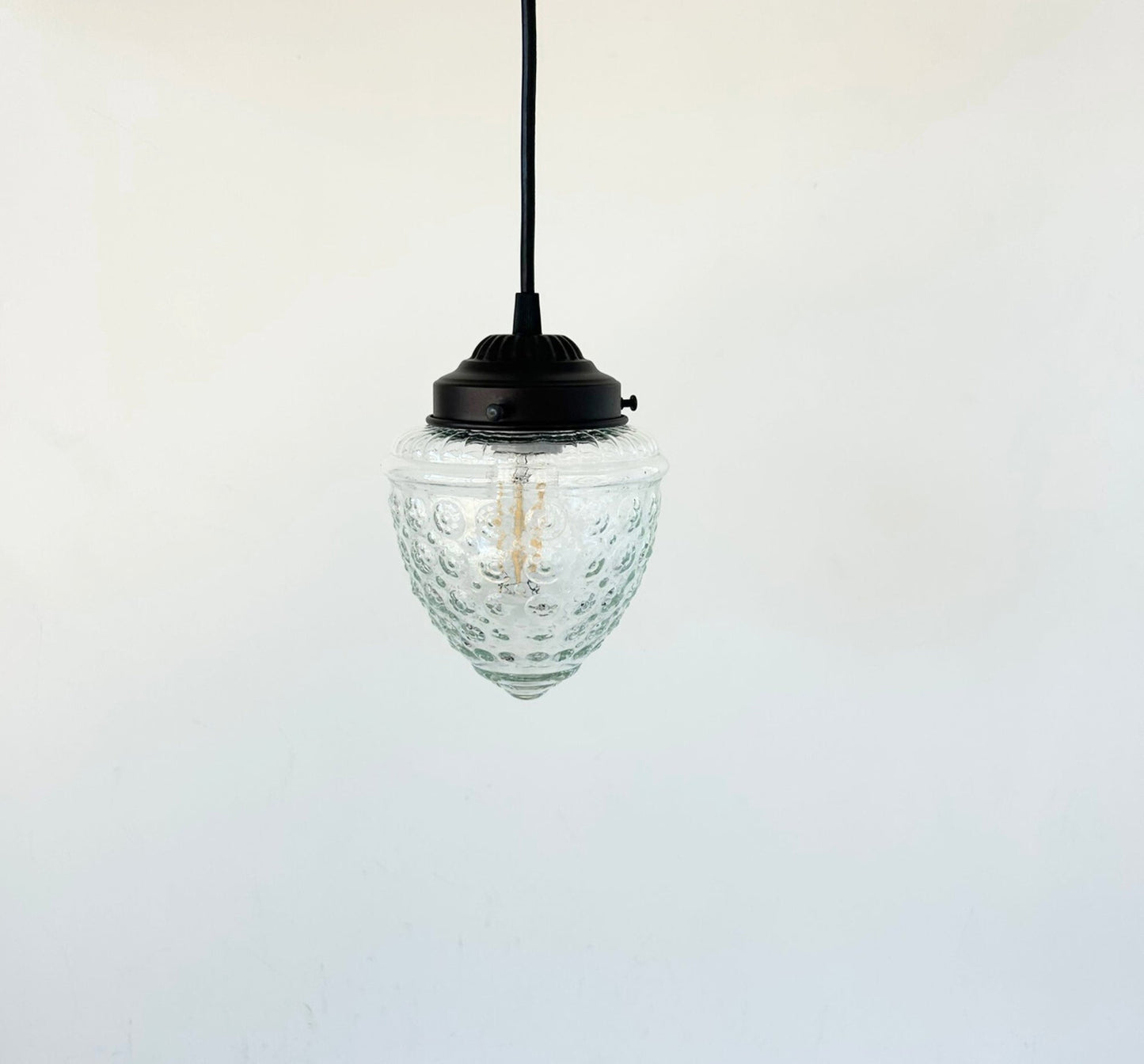 Vintage Clear Beehive Hobnail Glass Pendant