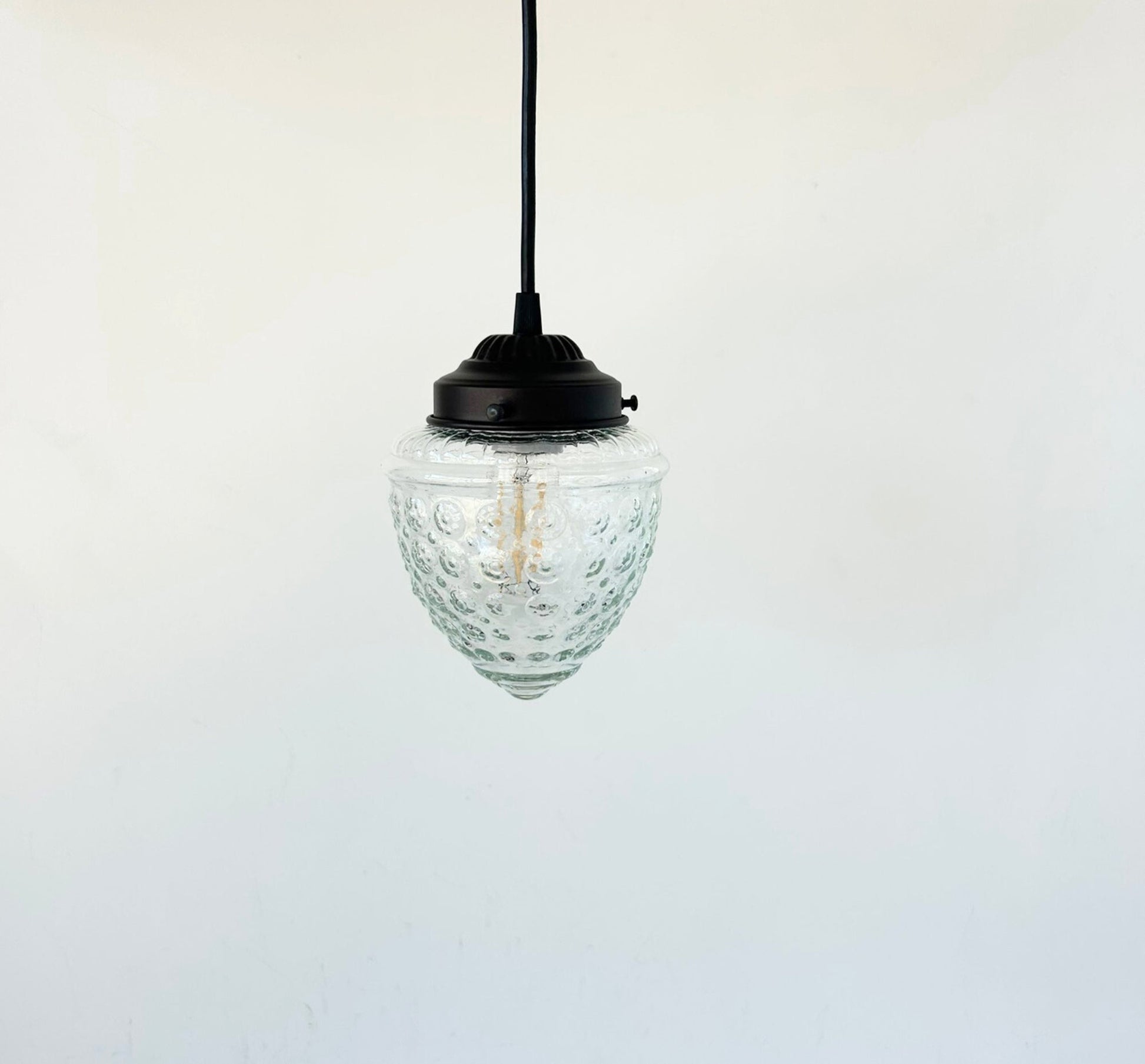 Vintage Clear Beehive Hobnail Glass Pendant