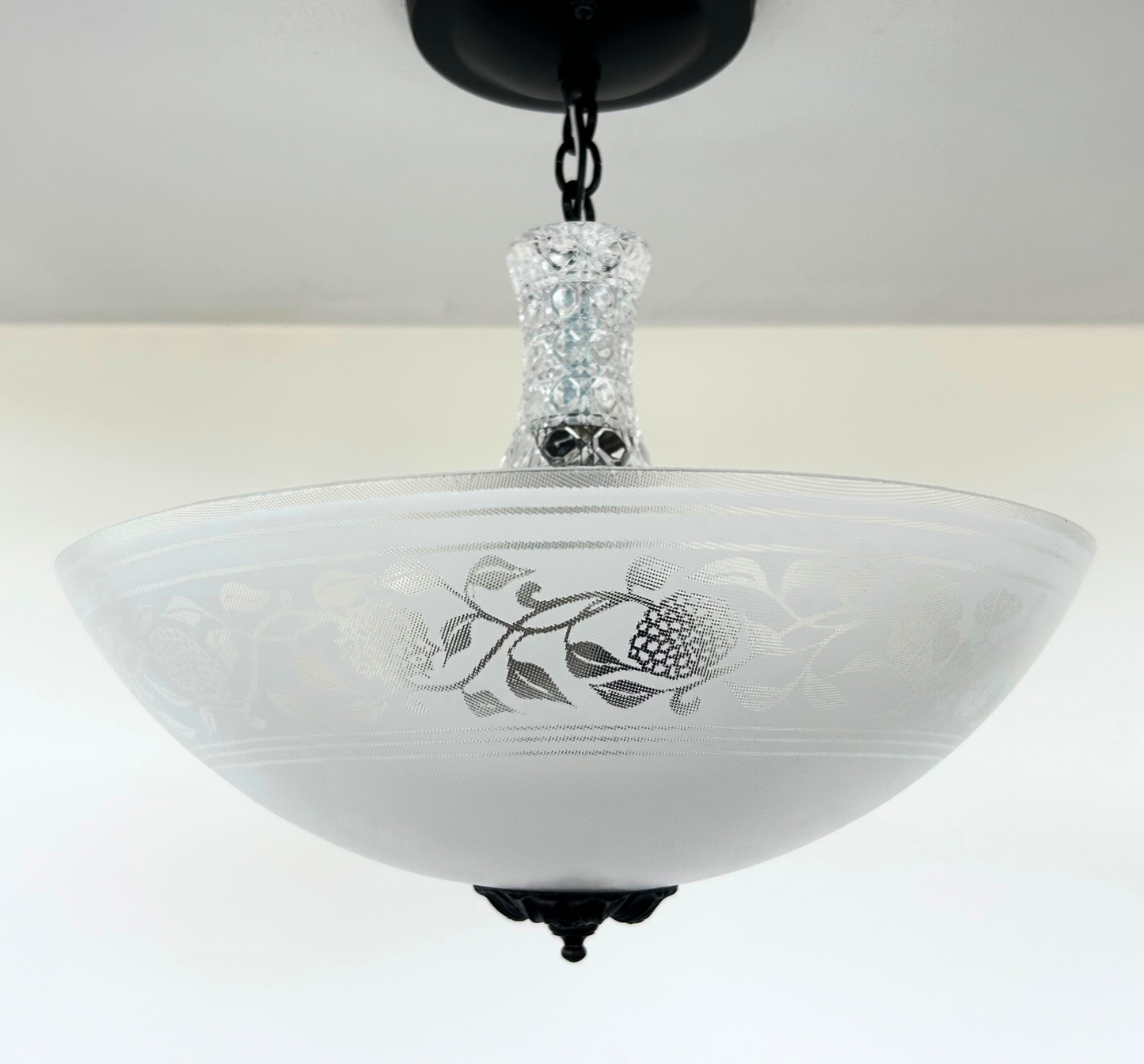 Floral Frost and Clear Vintage Antique Chandelier