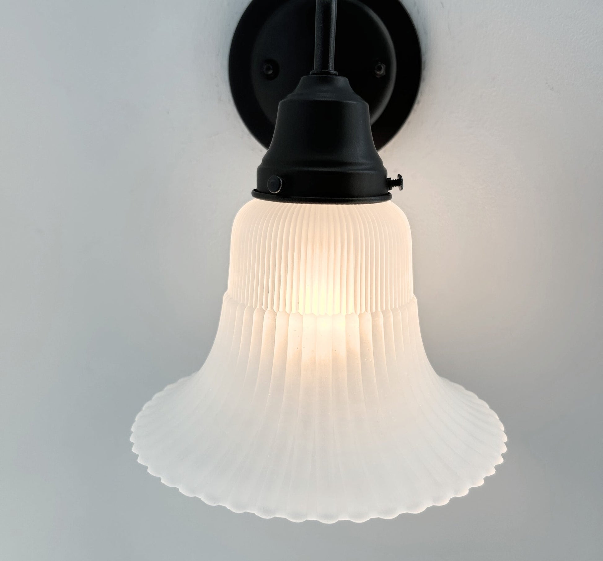 Large Antique Super Flare Frosted Glass Wall Sconce