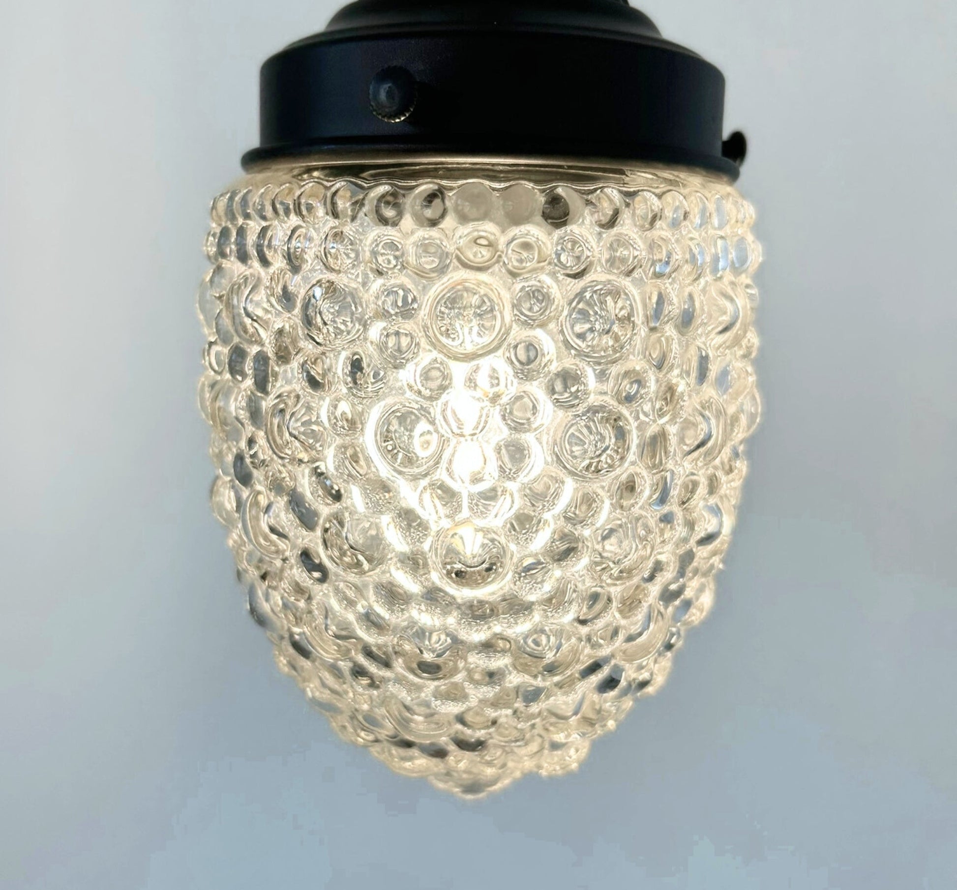 Antique Style "Torpedo" Tinted Teardrop Hobnail Pendant