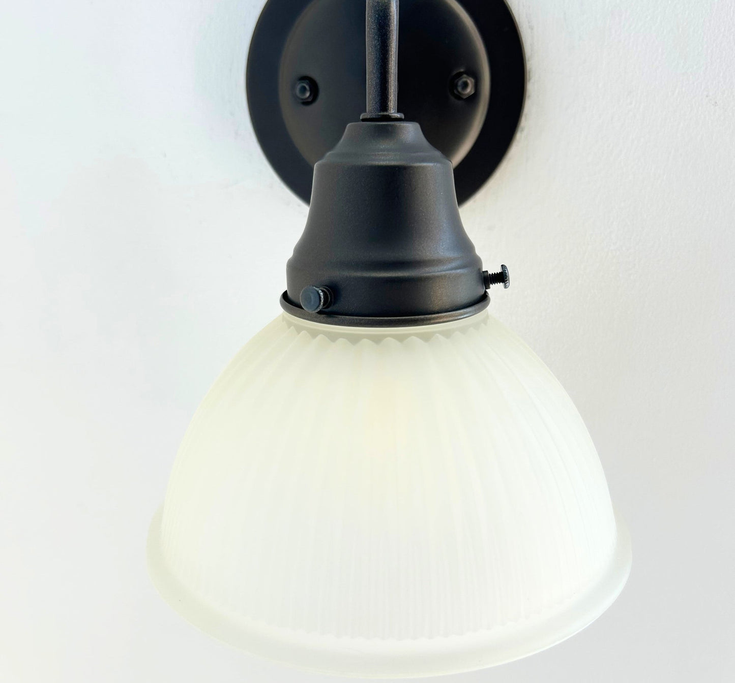 Frosted Glass Factory Holophane Wall Sconce Light Fixture