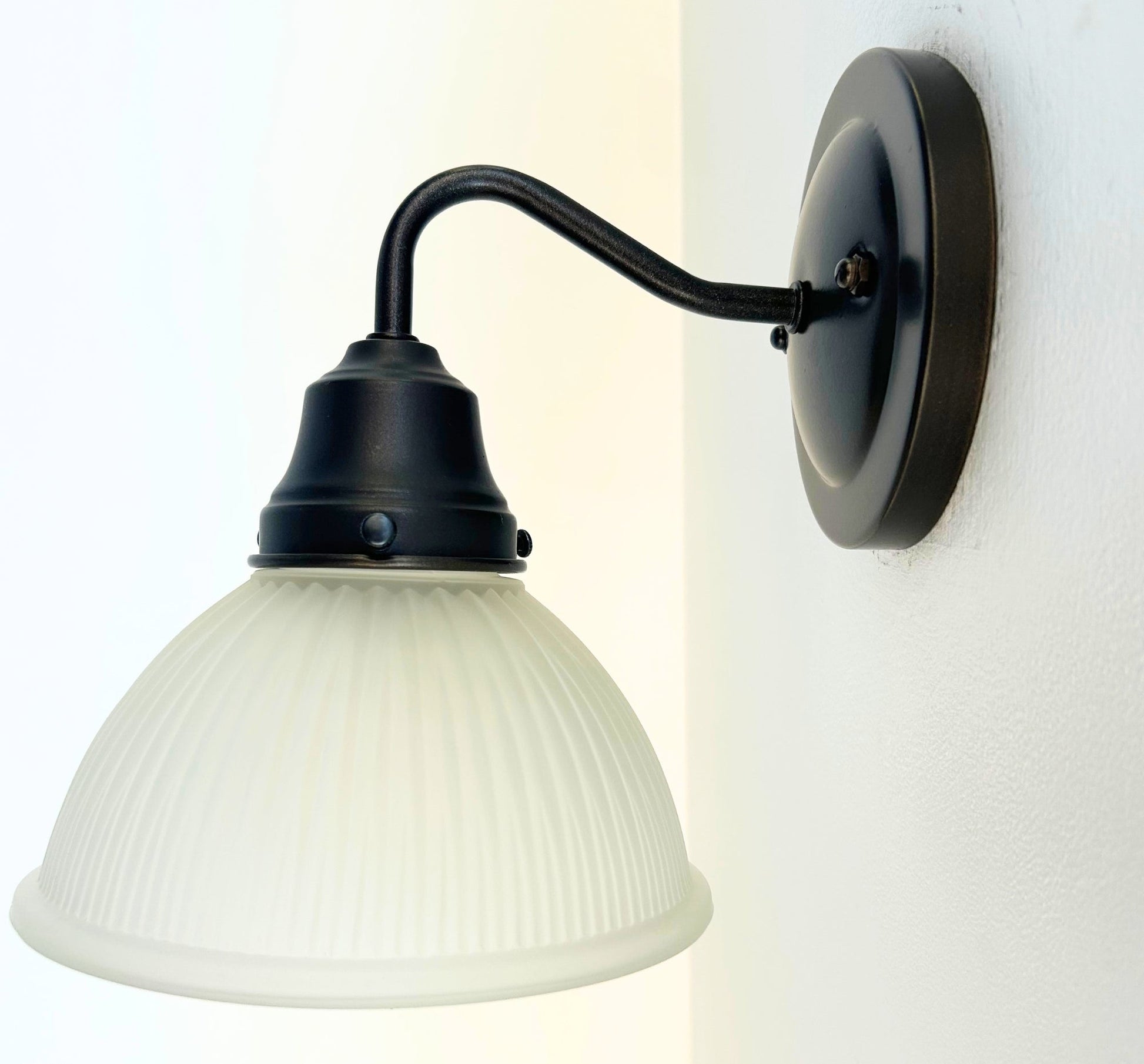 Frosted Glass Factory Holophane Wall Sconce Light Fixture