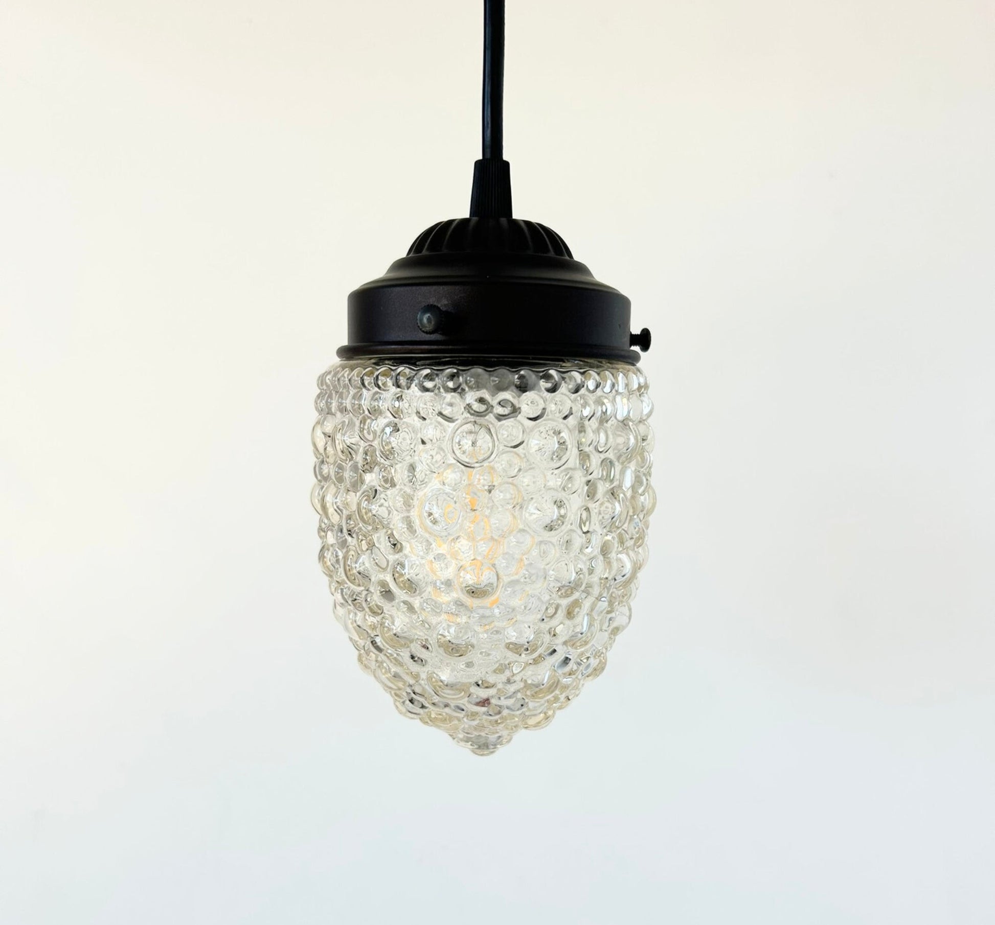 Antique Style "Torpedo" Tinted Teardrop Hobnail Pendant