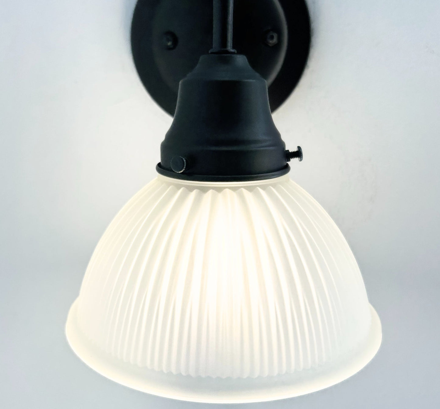 Frosted Glass Factory Holophane Wall Sconce Light Fixture