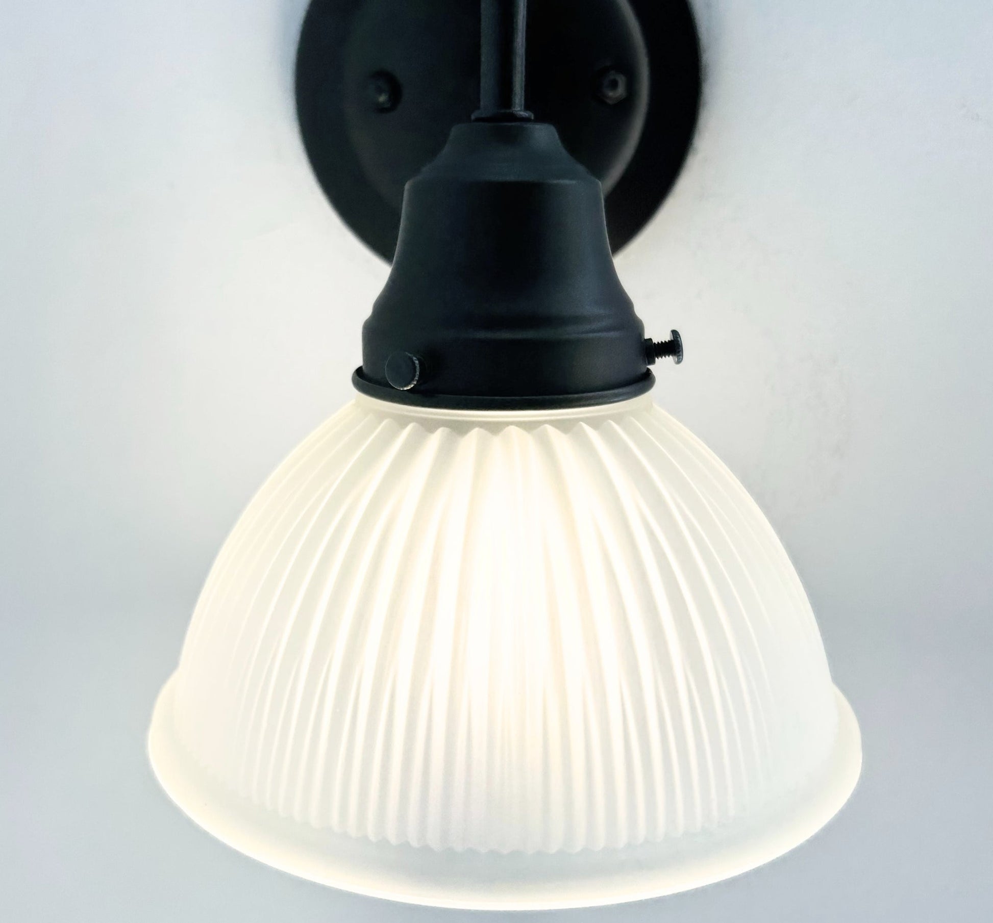 Frosted Glass Factory Holophane Wall Sconce Light Fixture