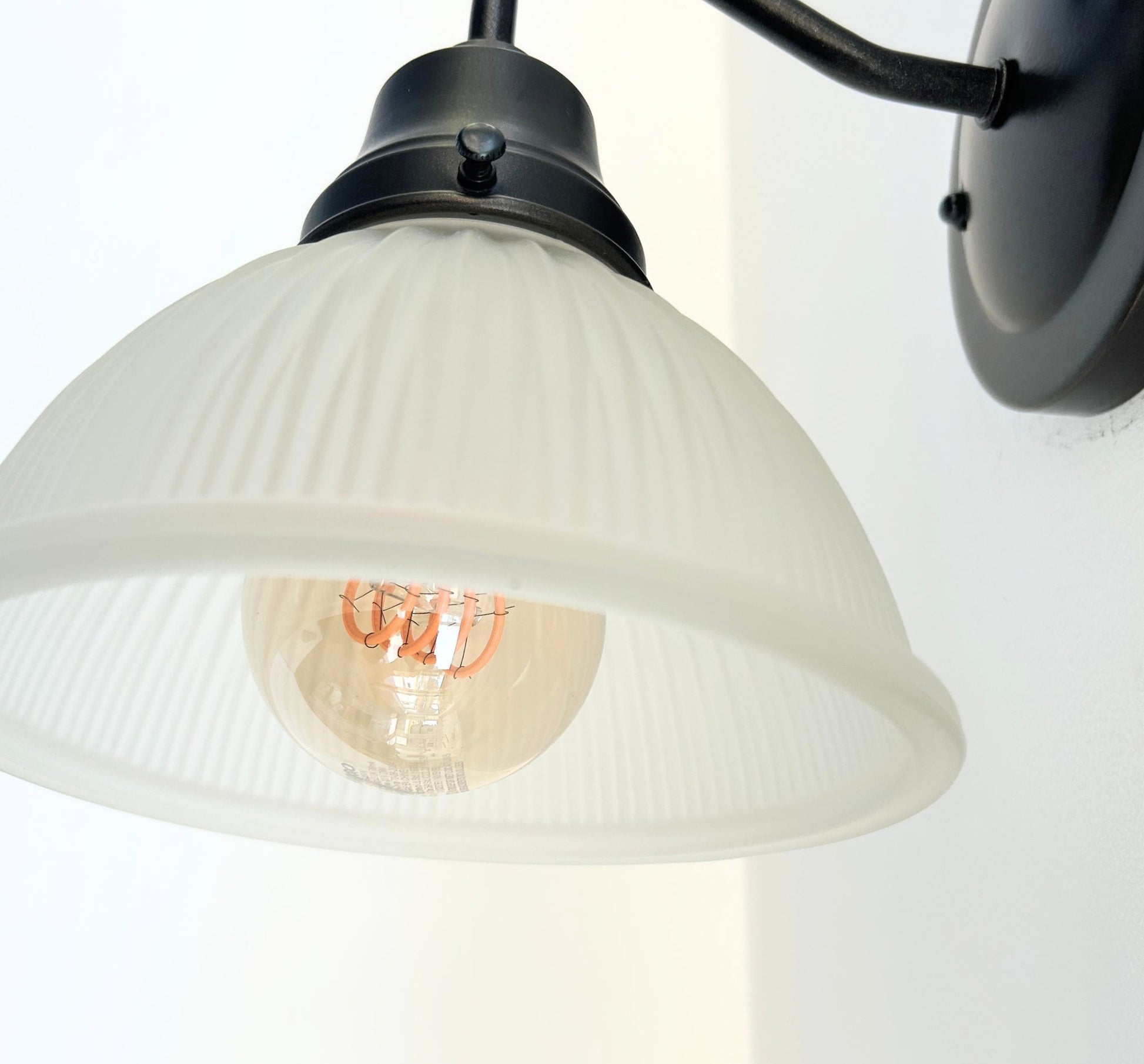 Frosted Glass Factory Holophane Wall Sconce Light Fixture