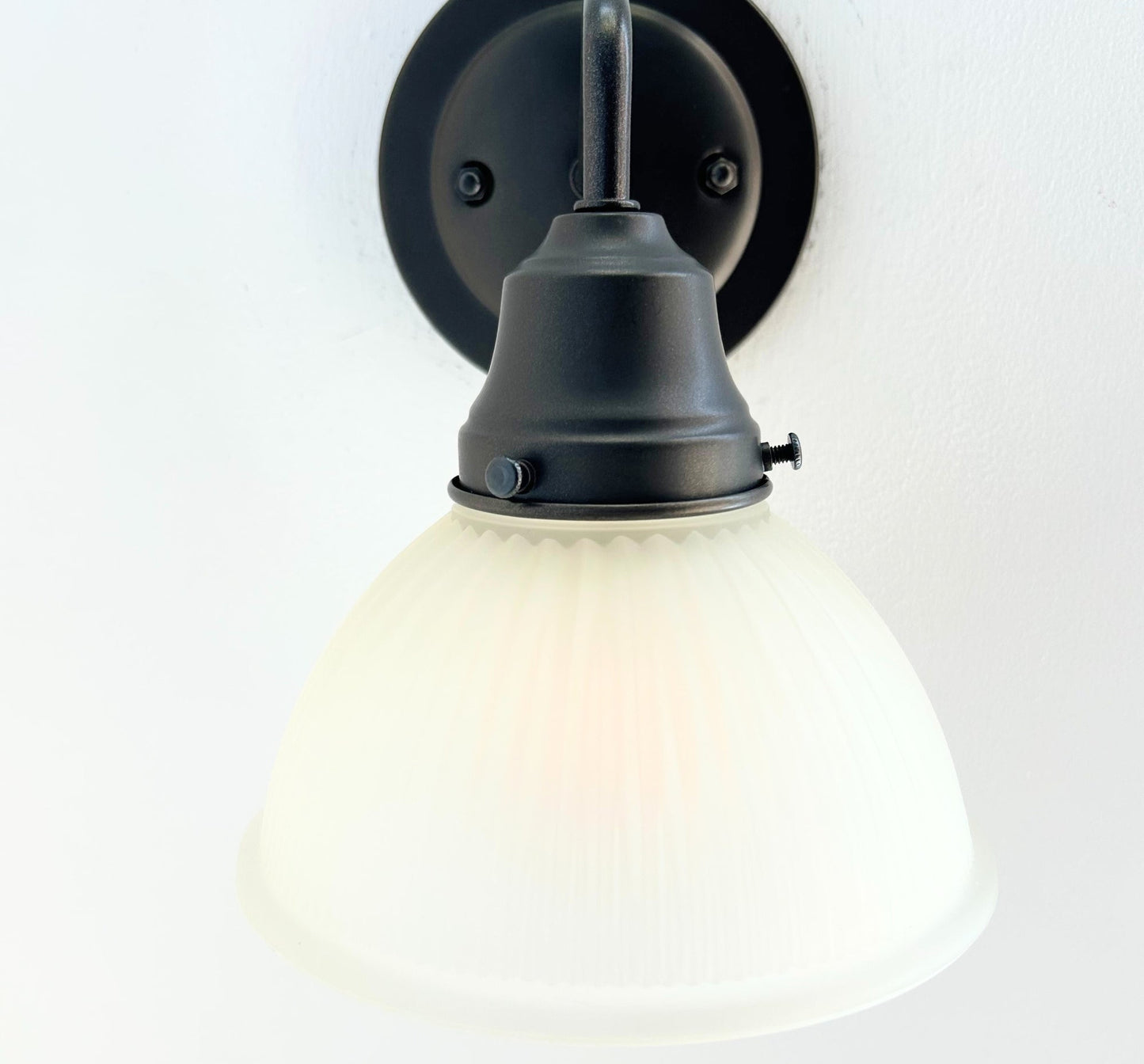 Frosted Glass Factory Holophane Wall Sconce Light Fixture