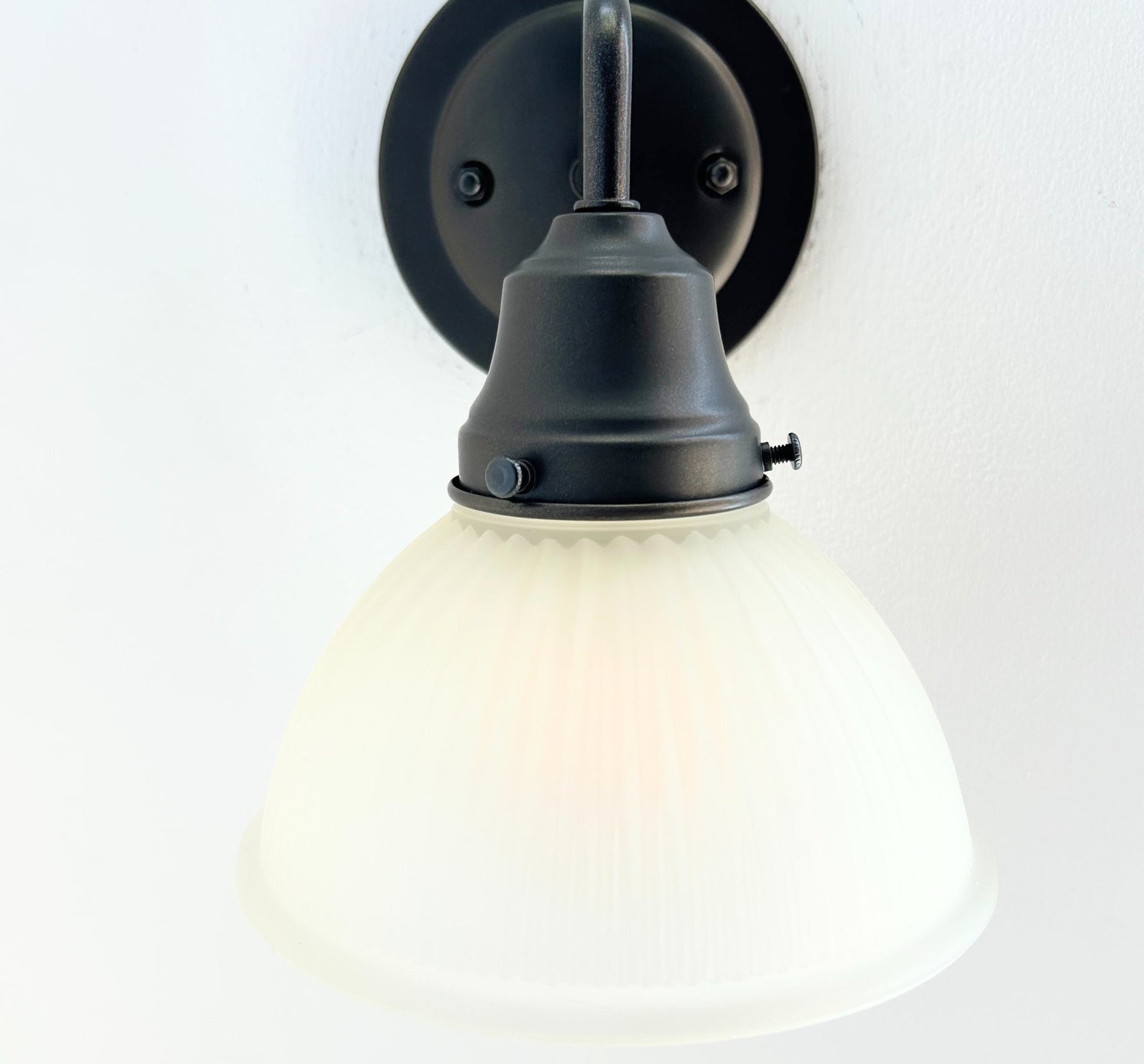 Frosted Glass Factory Holophane Wall Sconce Light Fixture