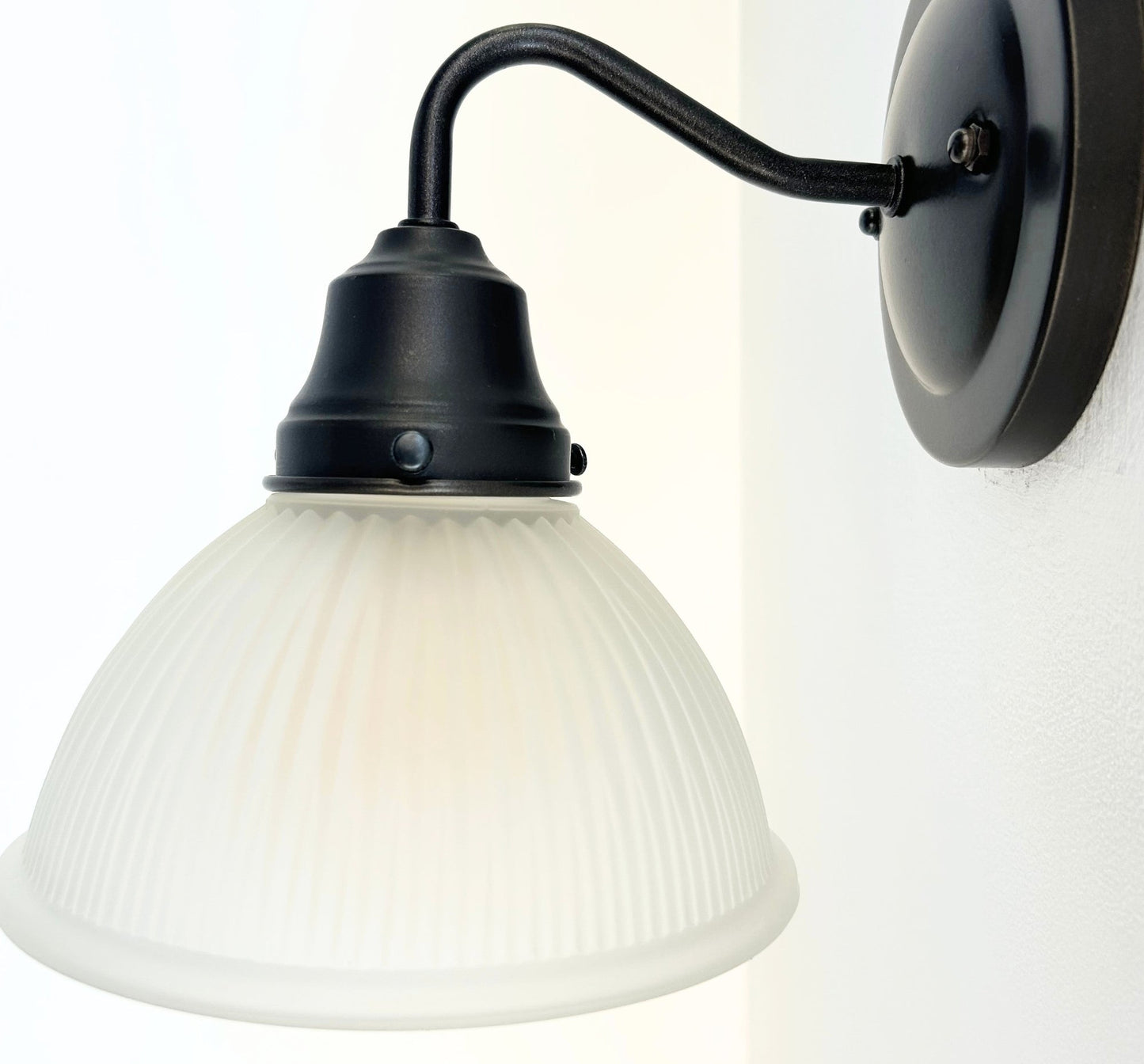 Frosted Glass Factory Holophane Wall Sconce Light Fixture