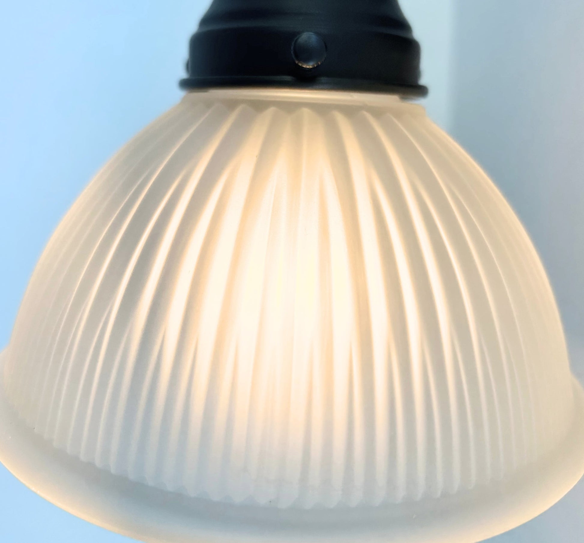 Frosted Glass Factory Holophane Wall Sconce Light Fixture