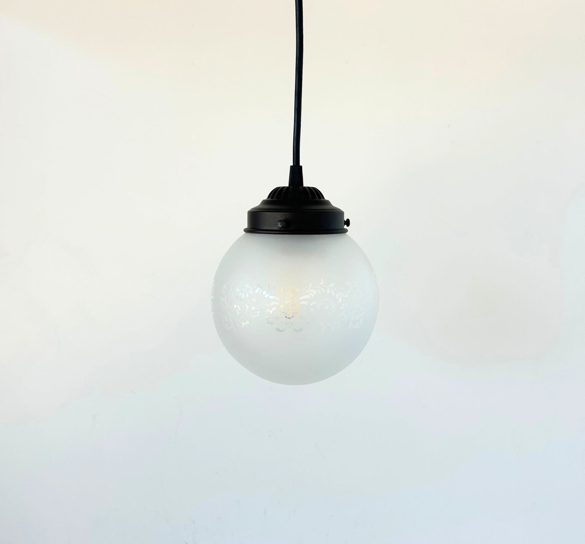 Frosted Floral and Cross Globe Pendant Light