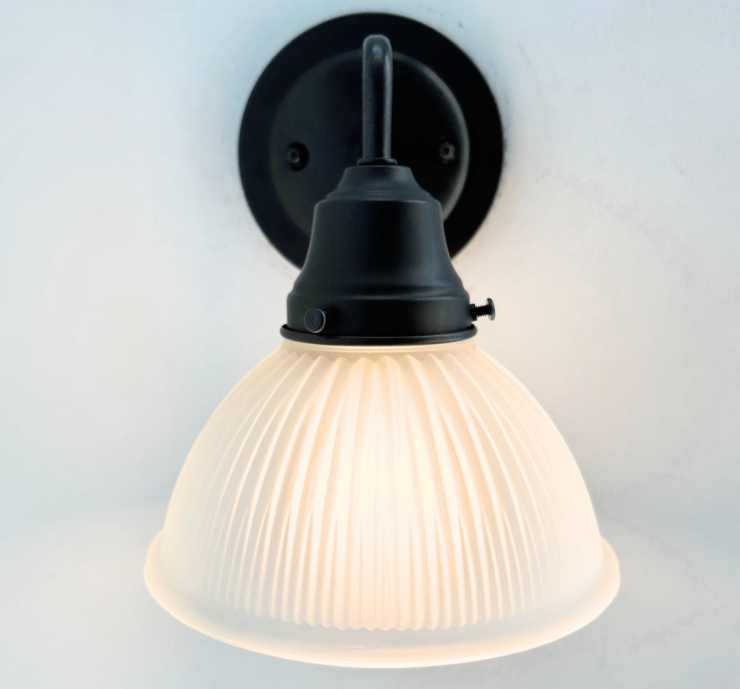 Frosted Glass Factory Holophane Wall Sconce Light Fixture