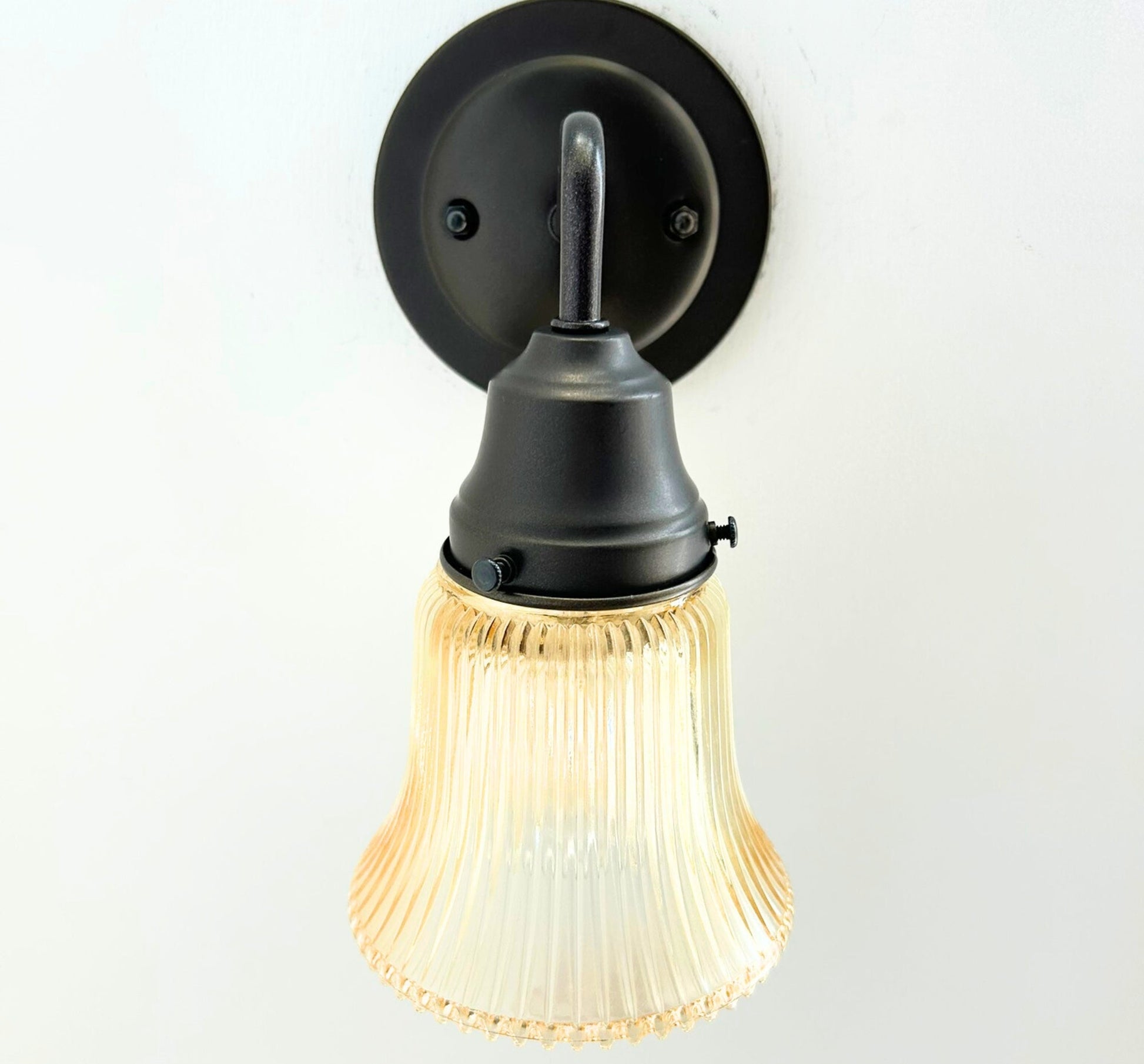 Amber Holophane Clear Glass Wall Sconce or Pendant Light